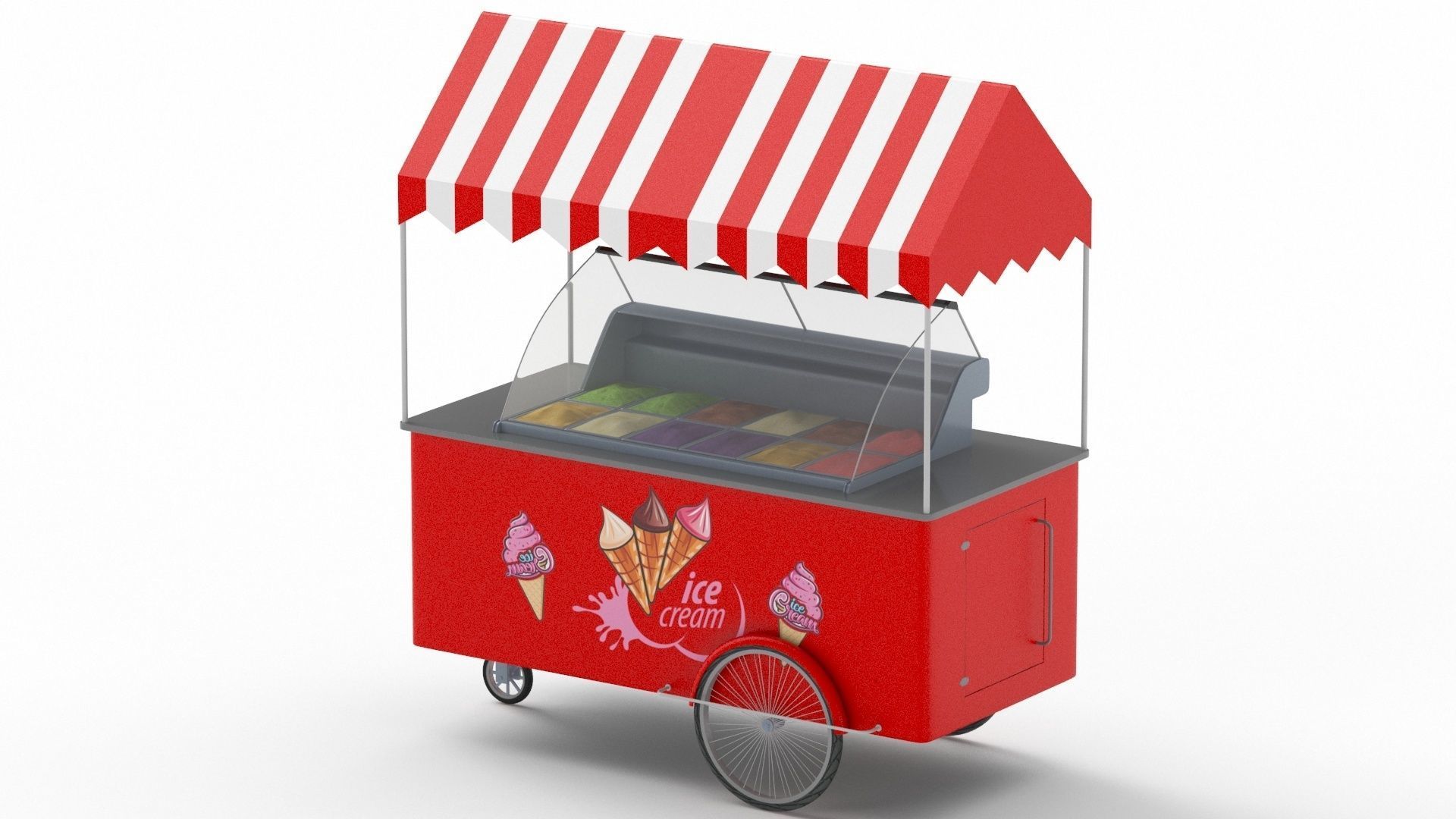 Ice Cream Cart red 3D model_2