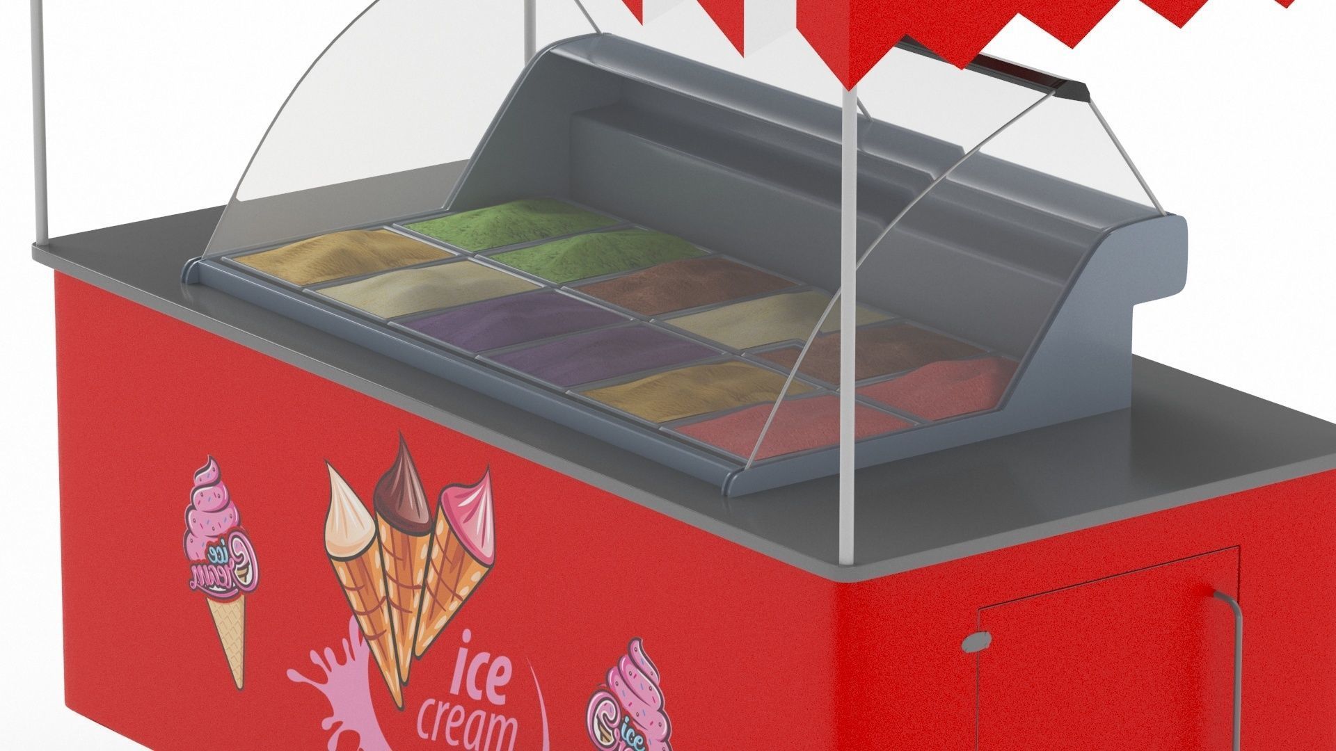 Ice Cream Cart red 3D model_4