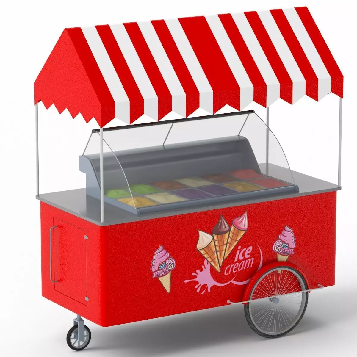 Ice Cream Cart red 3D model_0