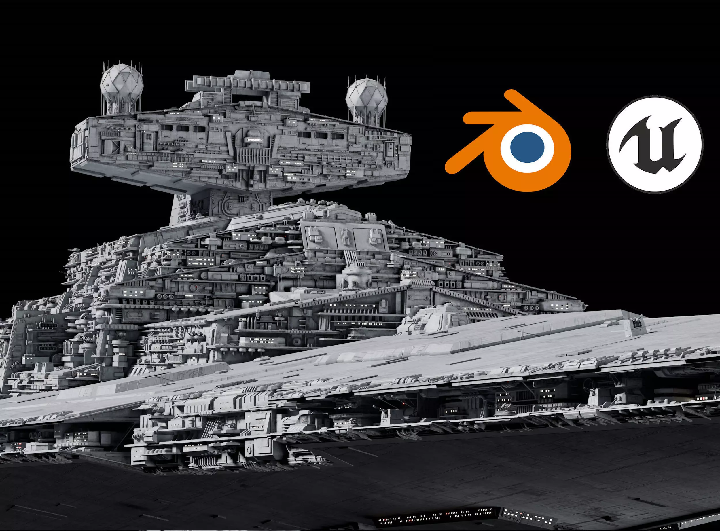 Imperial II-Class Star Destroyer Kitbash Blender UE5 - Star Wars 3D model_0