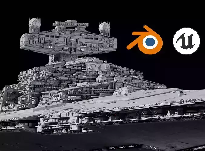 Imperial II-Class Star Destroyer Kitbash Blender UE5 - Star Wars 3D model