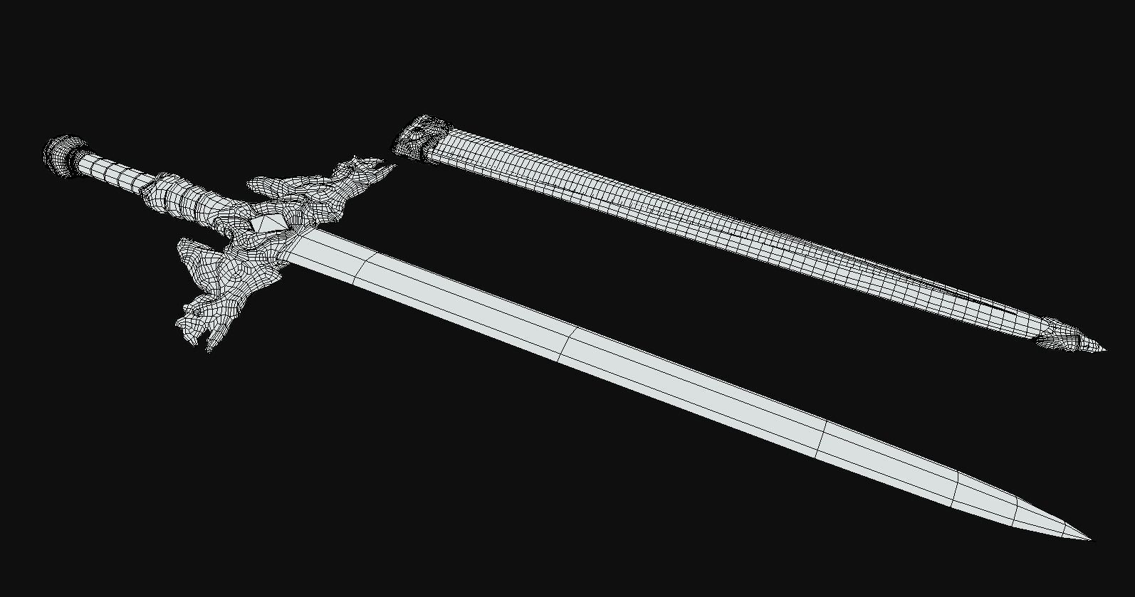 Crimson Dragon Sword - Game Ready Low-poly 3D model_6