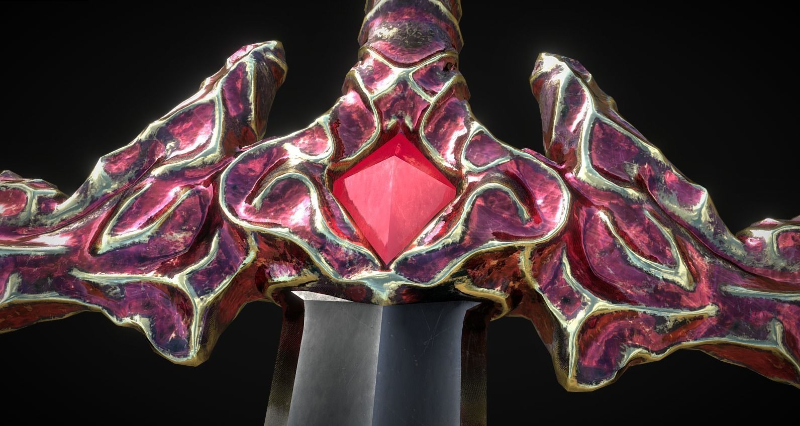 Crimson Dragon Sword - Game Ready Low-poly 3D model_3