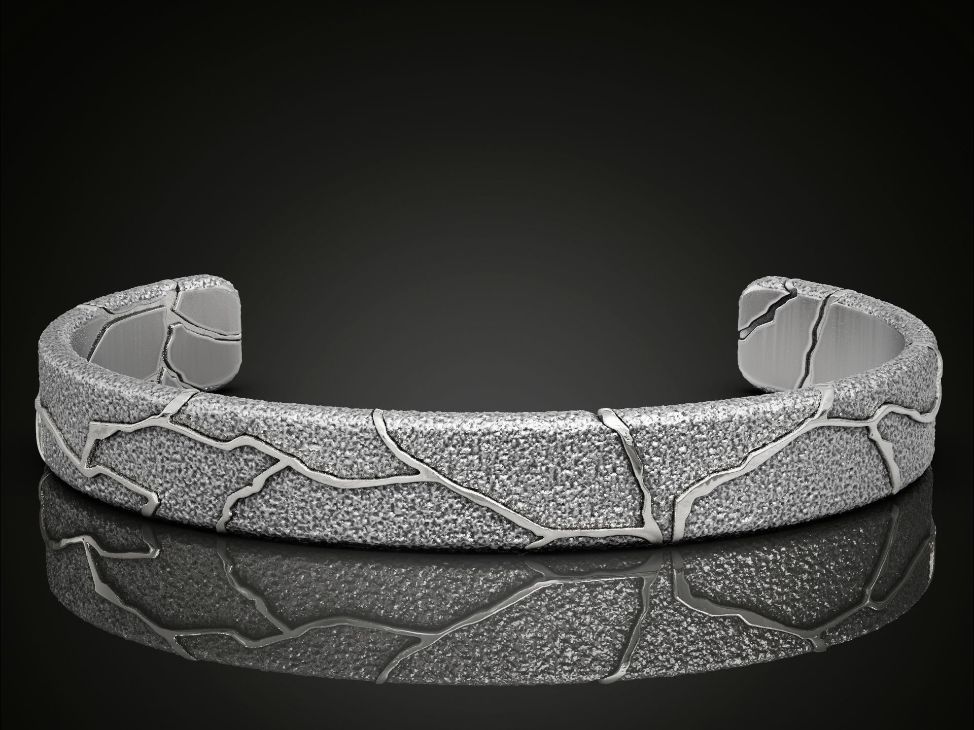 Kintsugi japan art cuff bracelet bangle 3D print model_4