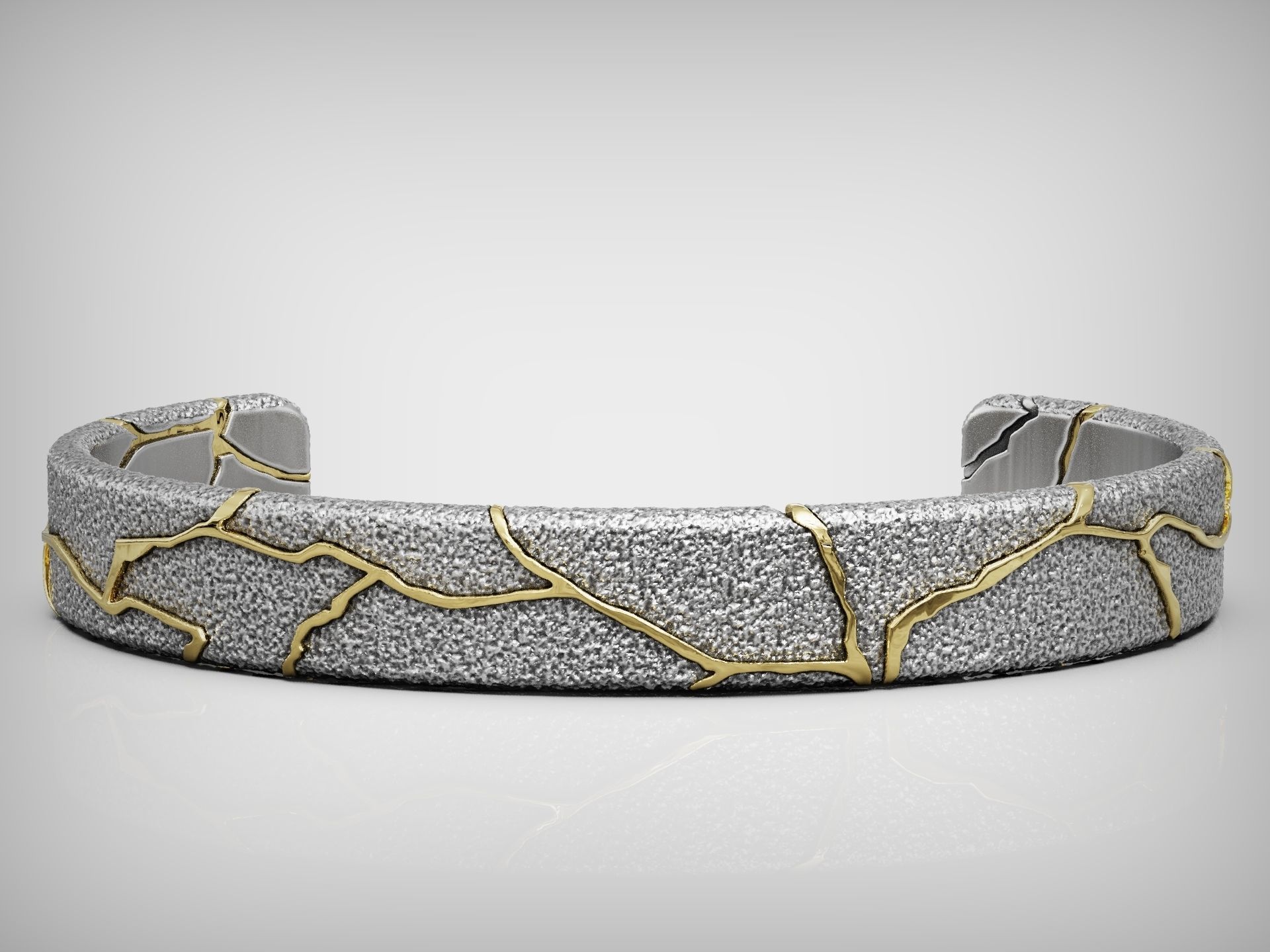 Kintsugi japan art cuff bracelet bangle 3D print model_7