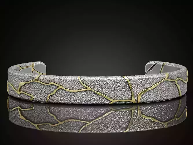Kintsugi japan art cuff bracelet bangle 3D print model