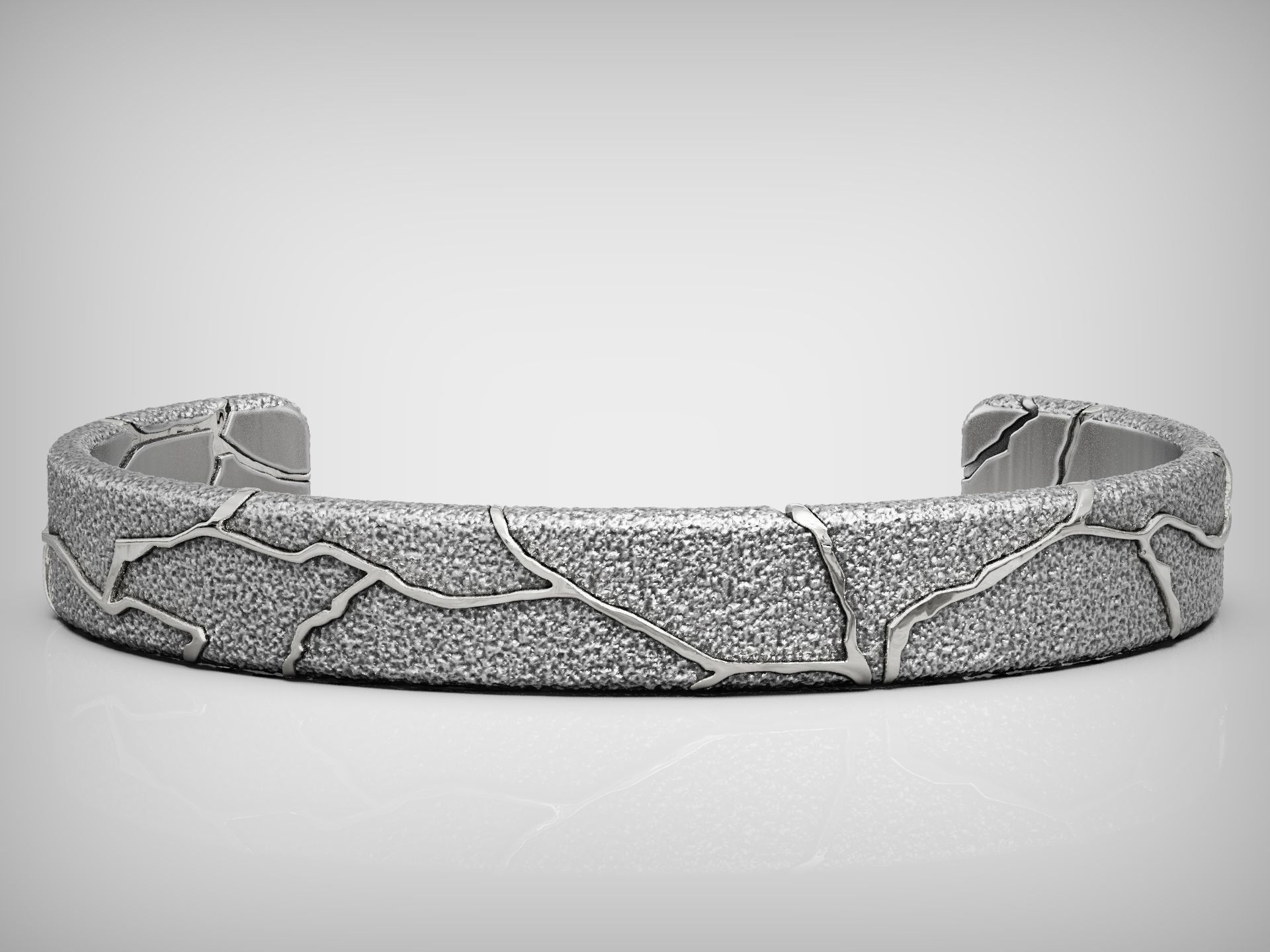Kintsugi japan art cuff bracelet bangle 3D print model_8