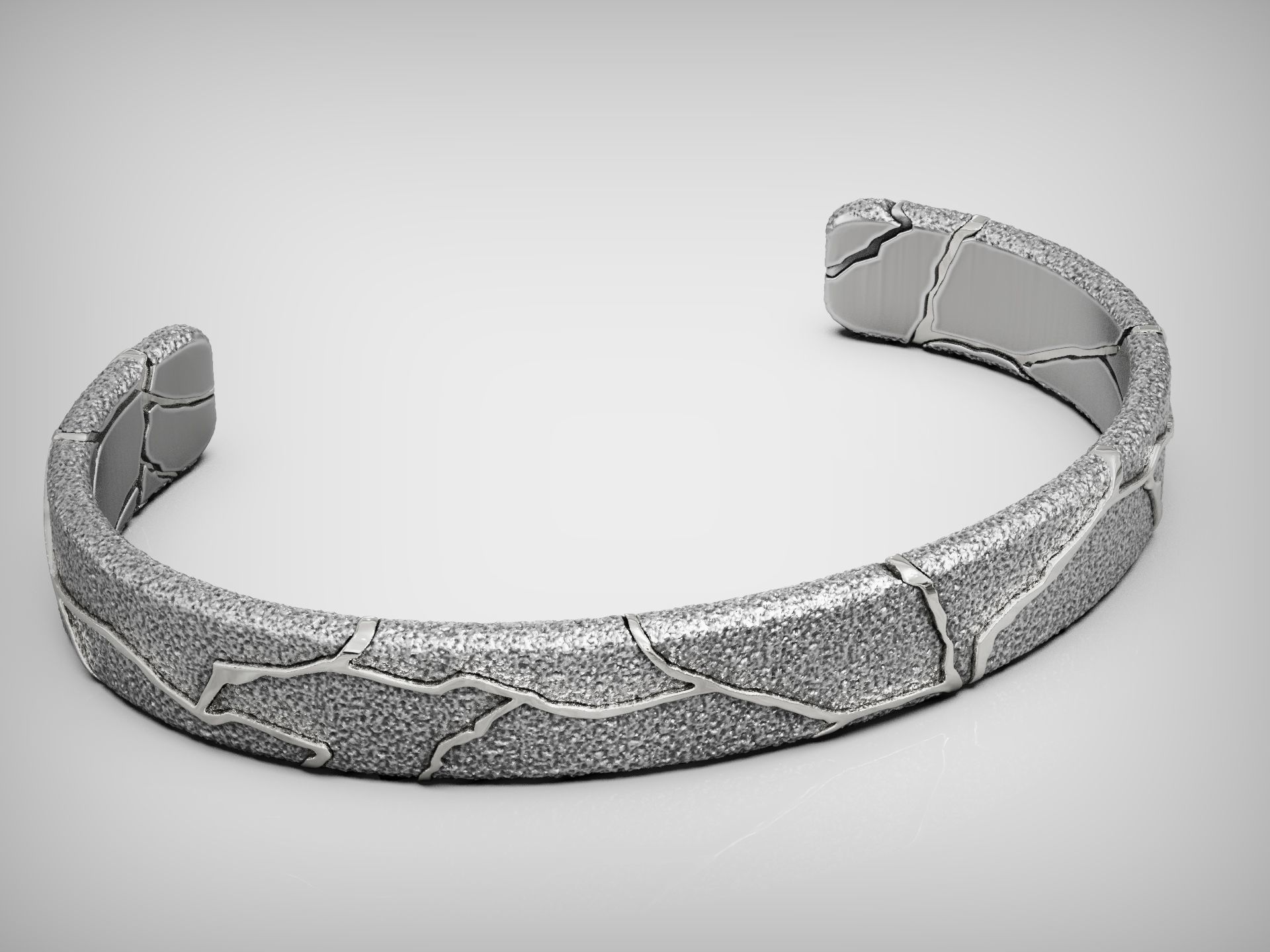 Kintsugi japan art cuff bracelet bangle 3D print model_9