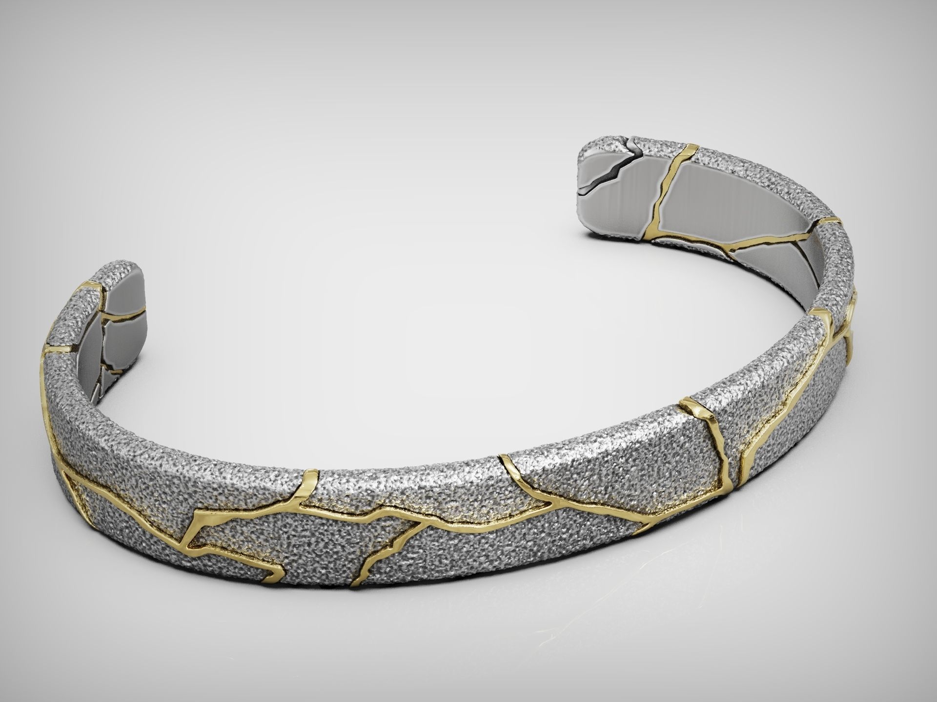 Kintsugi japan art cuff bracelet bangle 3D print model_6