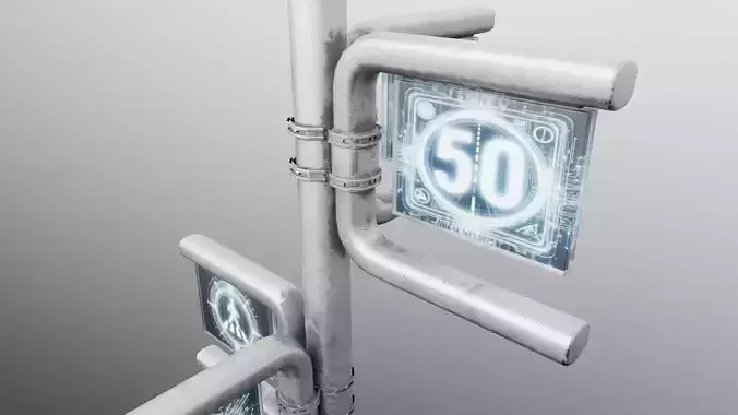 sci-fi traffic sign post