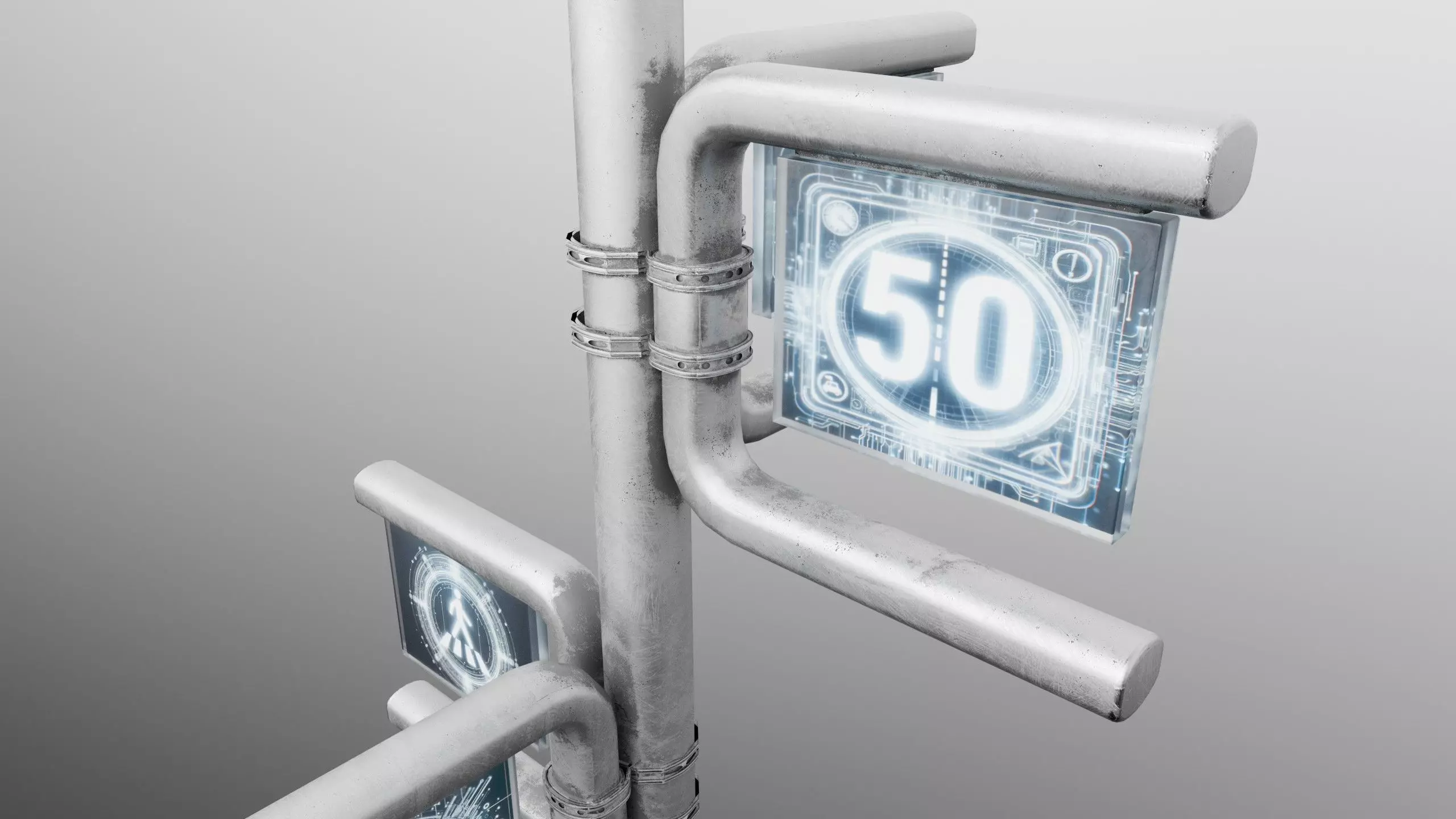 sci-fi traffic sign post 3D model