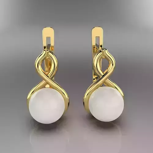 Printable infini earrings with pearl 6mm STL 3D print model