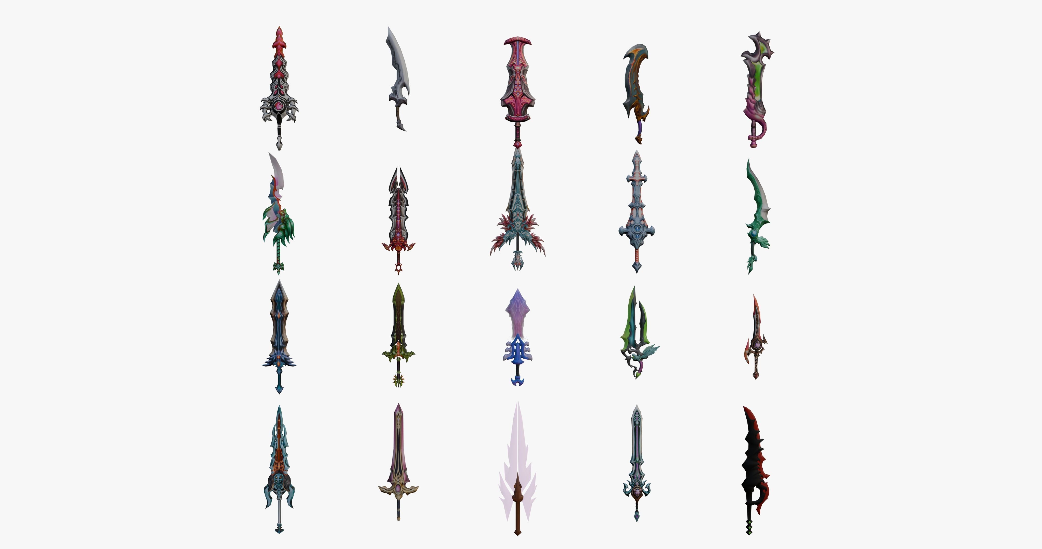 20 STYLIZED SWORD MODELS PACK 4 - LOW POLY Low-poly 3D model_12
