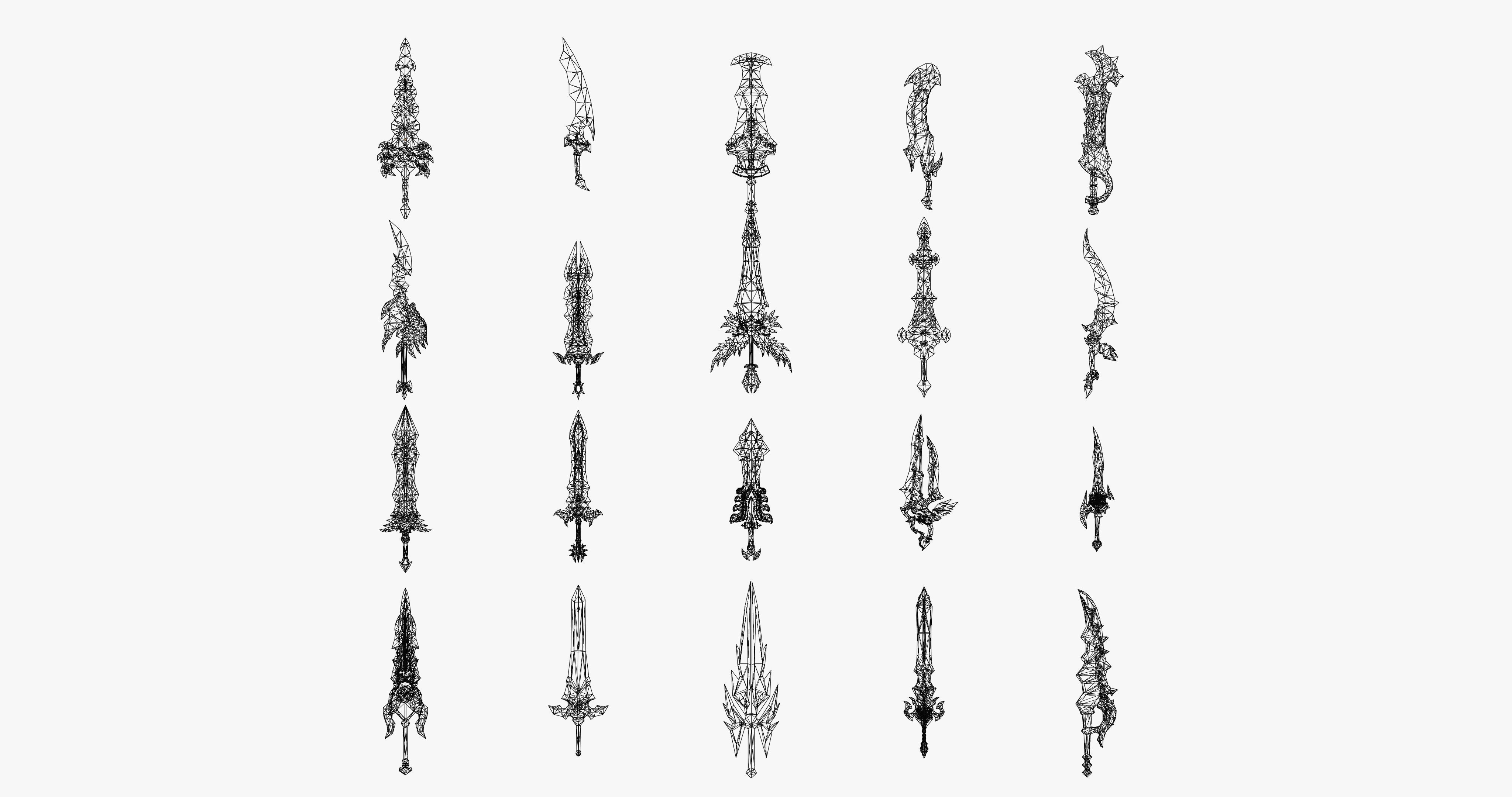 20 STYLIZED SWORD MODELS PACK 4 - LOW POLY Low-poly 3D model_14