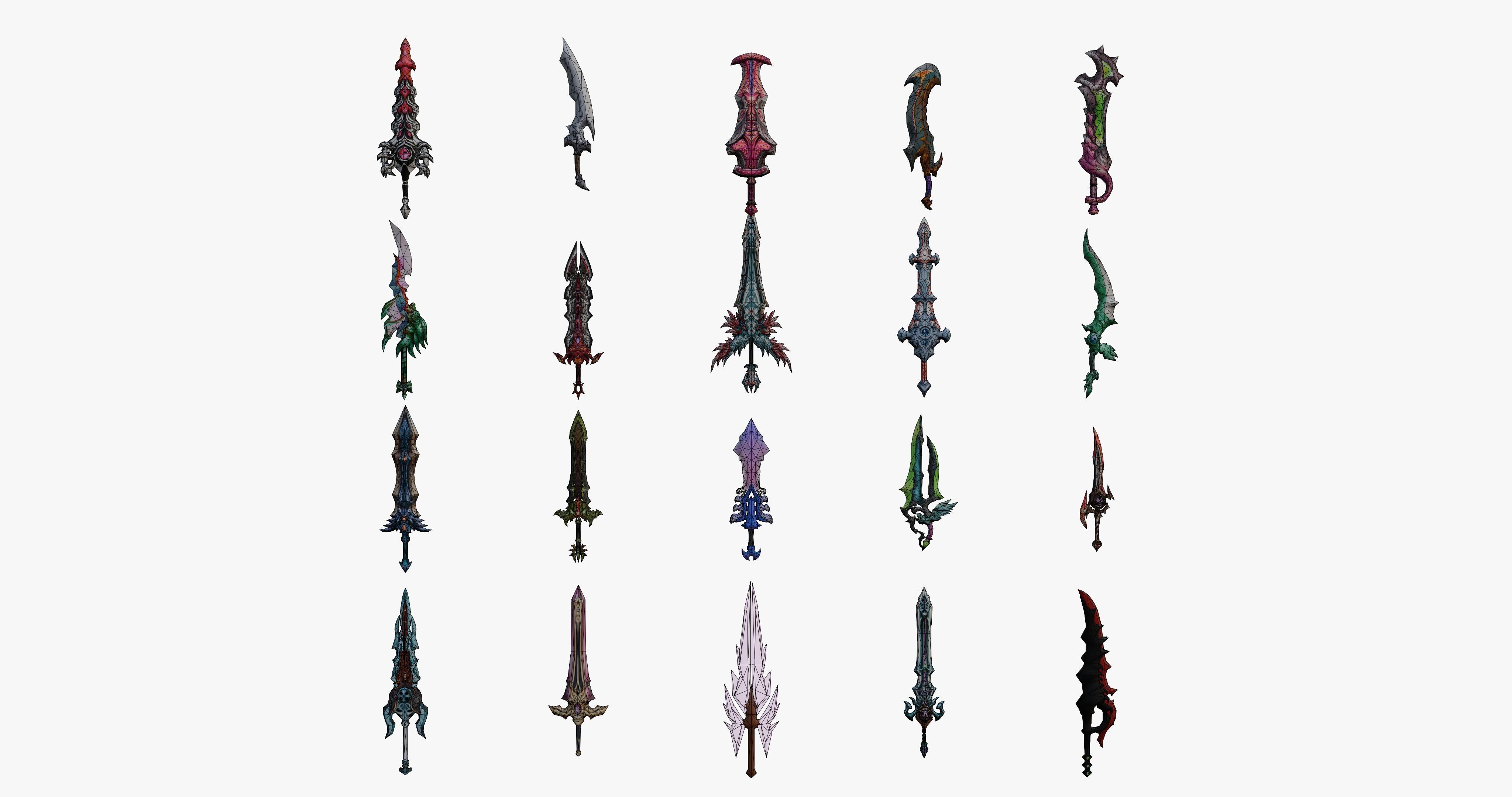 20 STYLIZED SWORD MODELS PACK 4 - LOW POLY Low-poly 3D model_13
