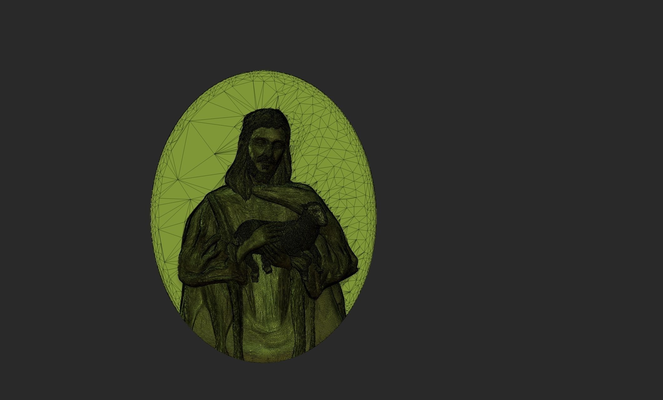 Jesus holding lamb baserelief 3D print model_3