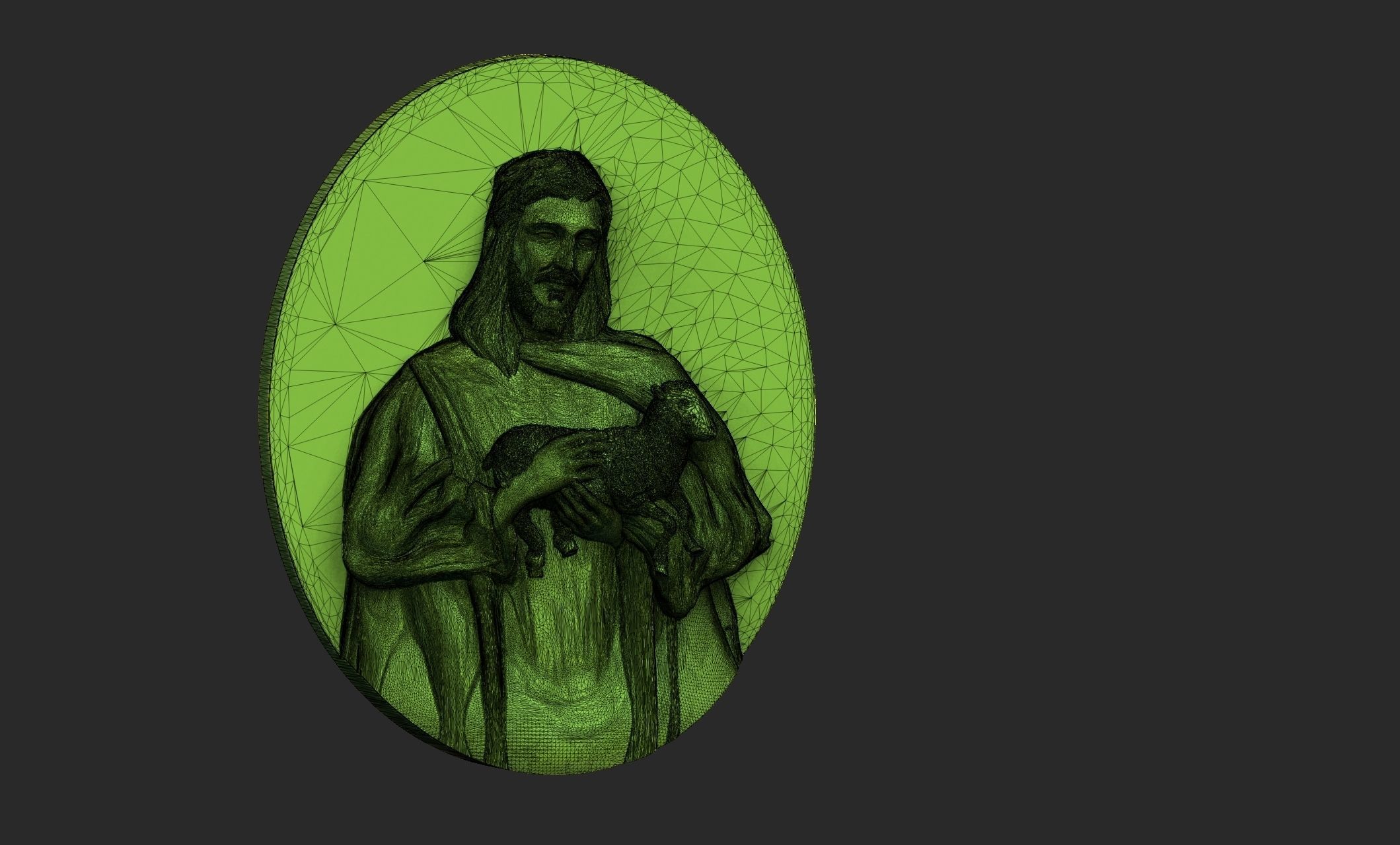Jesus holding lamb baserelief 3D print model_6