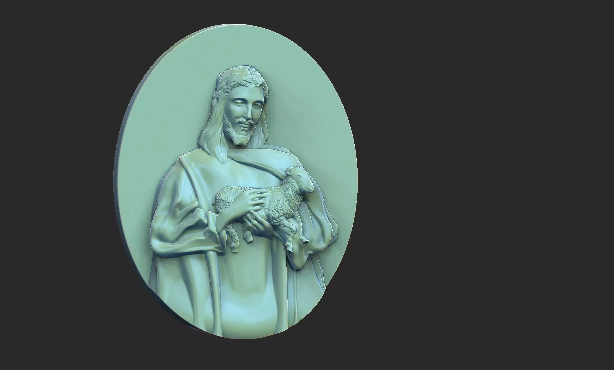 Jesus holding lamb baserelief 3D print model_0