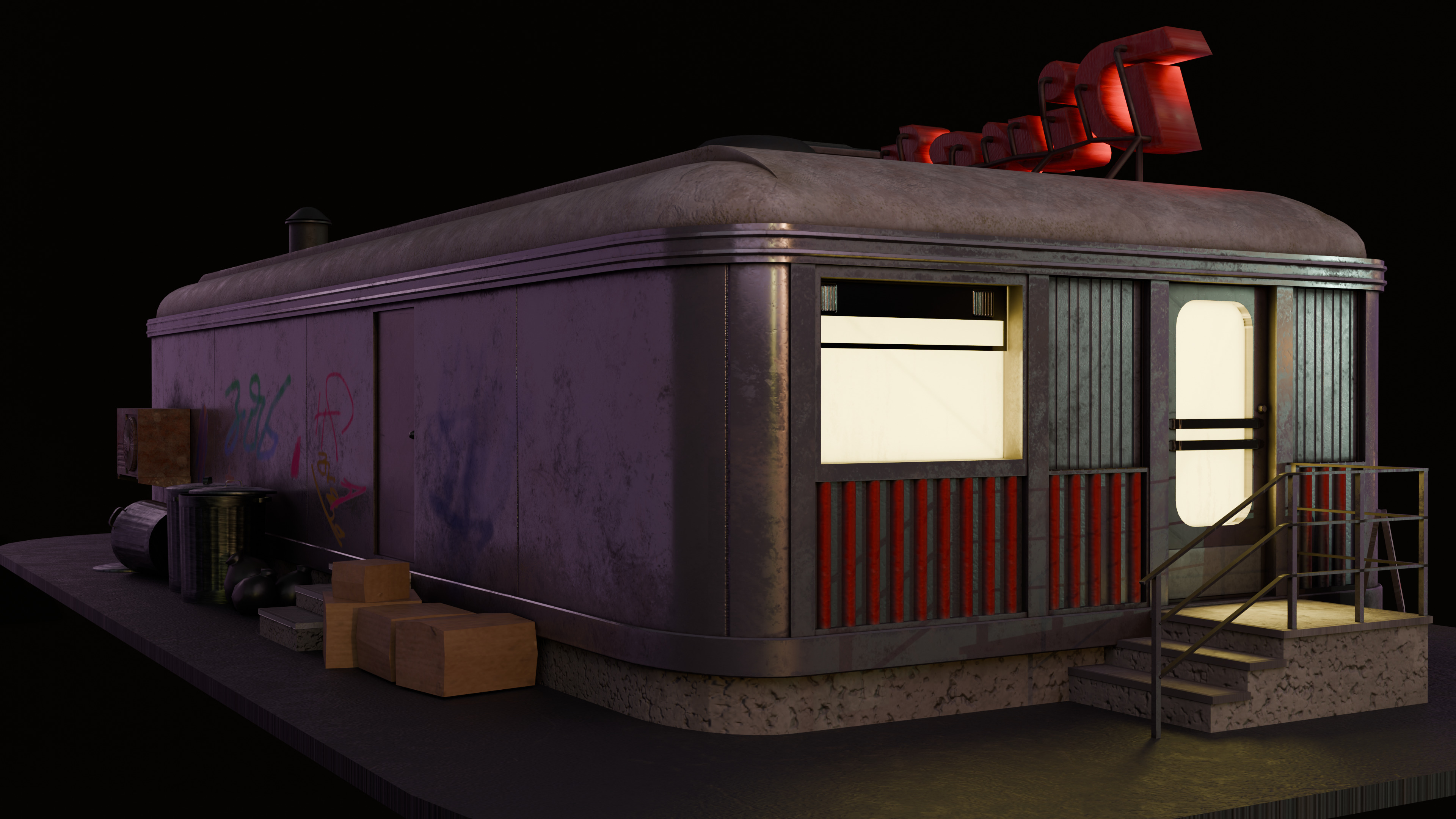 Diner Low-poly 3D model_11