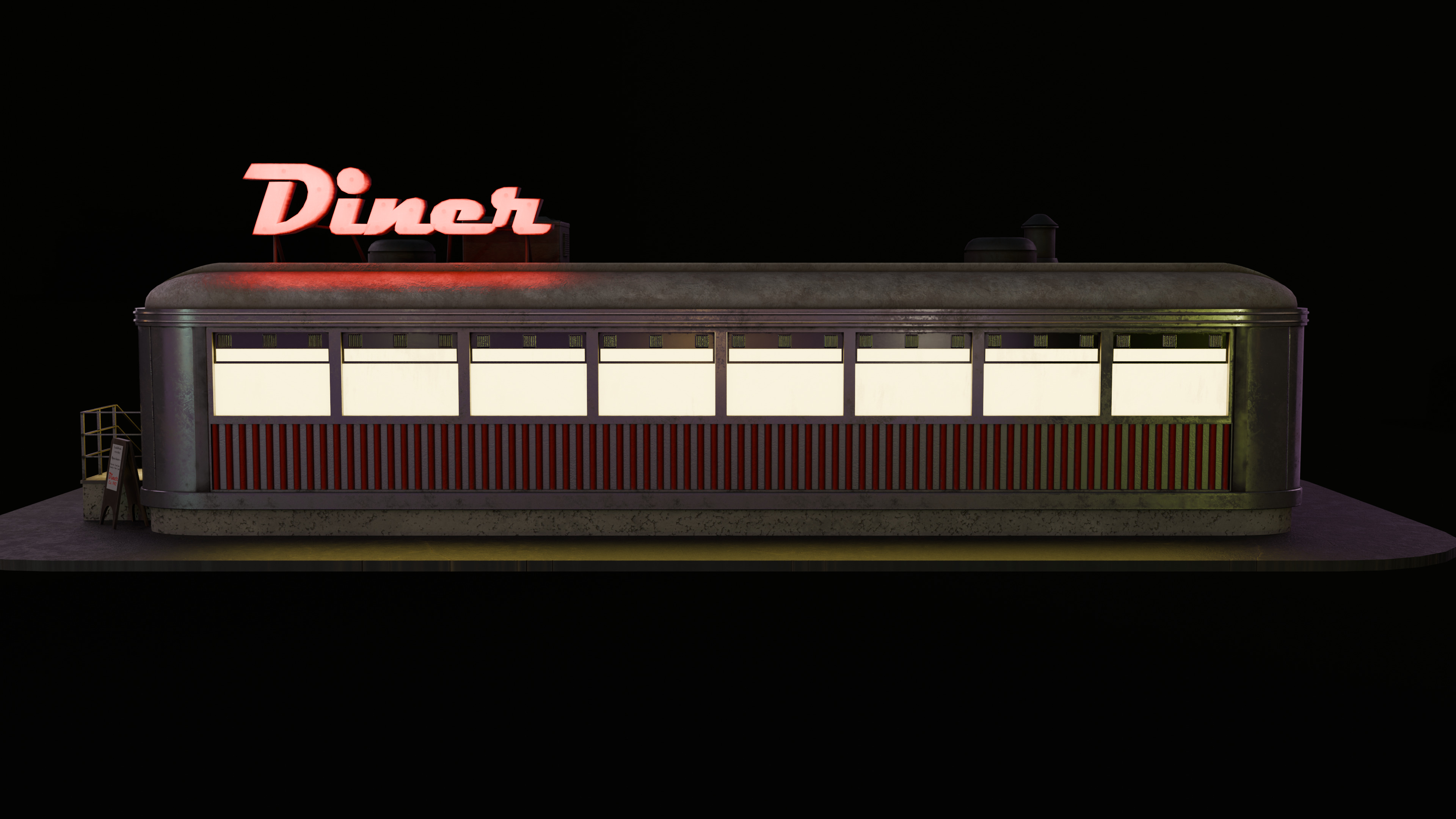 Diner Low-poly 3D model_10
