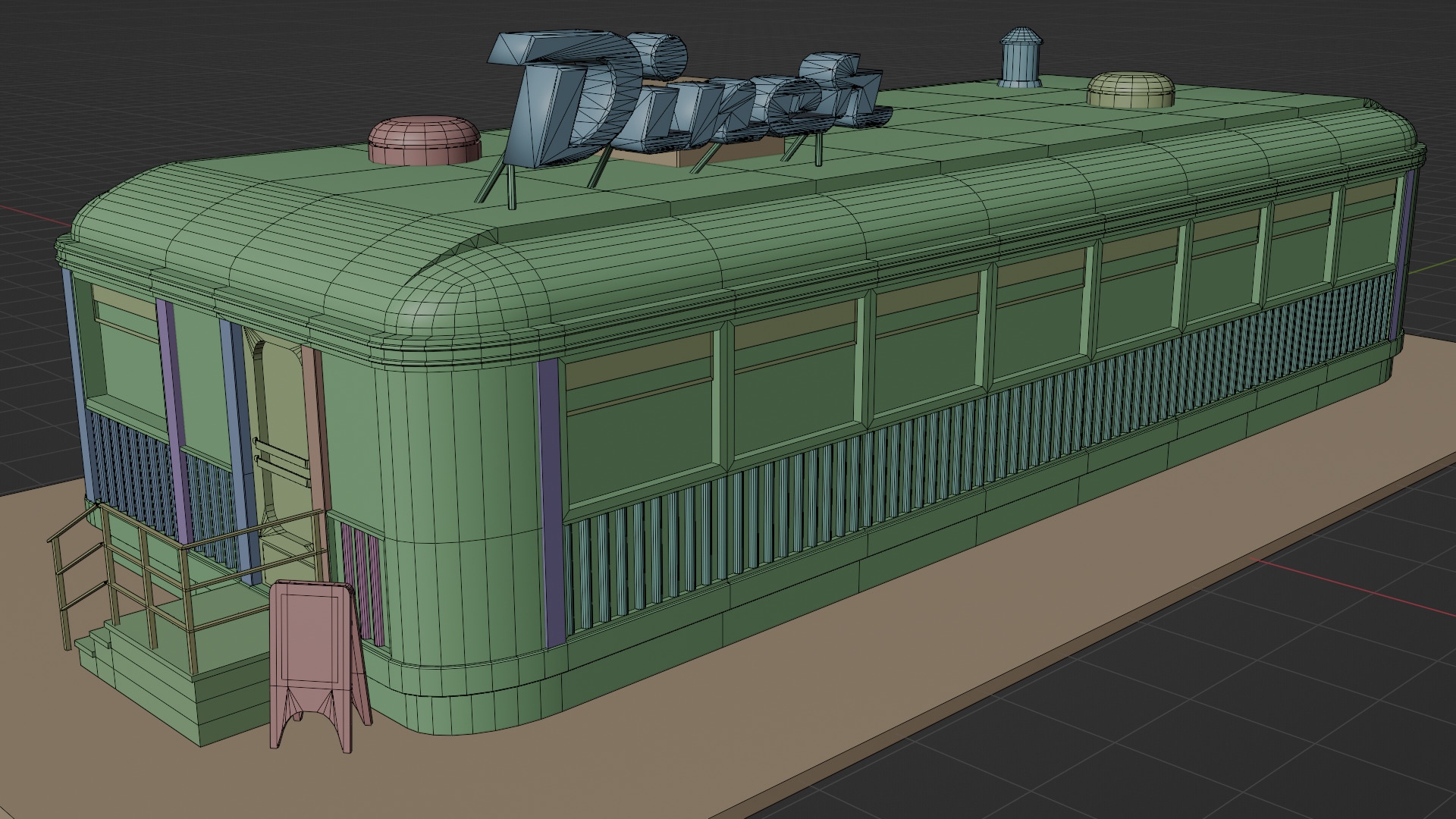 Diner Low-poly 3D model_12