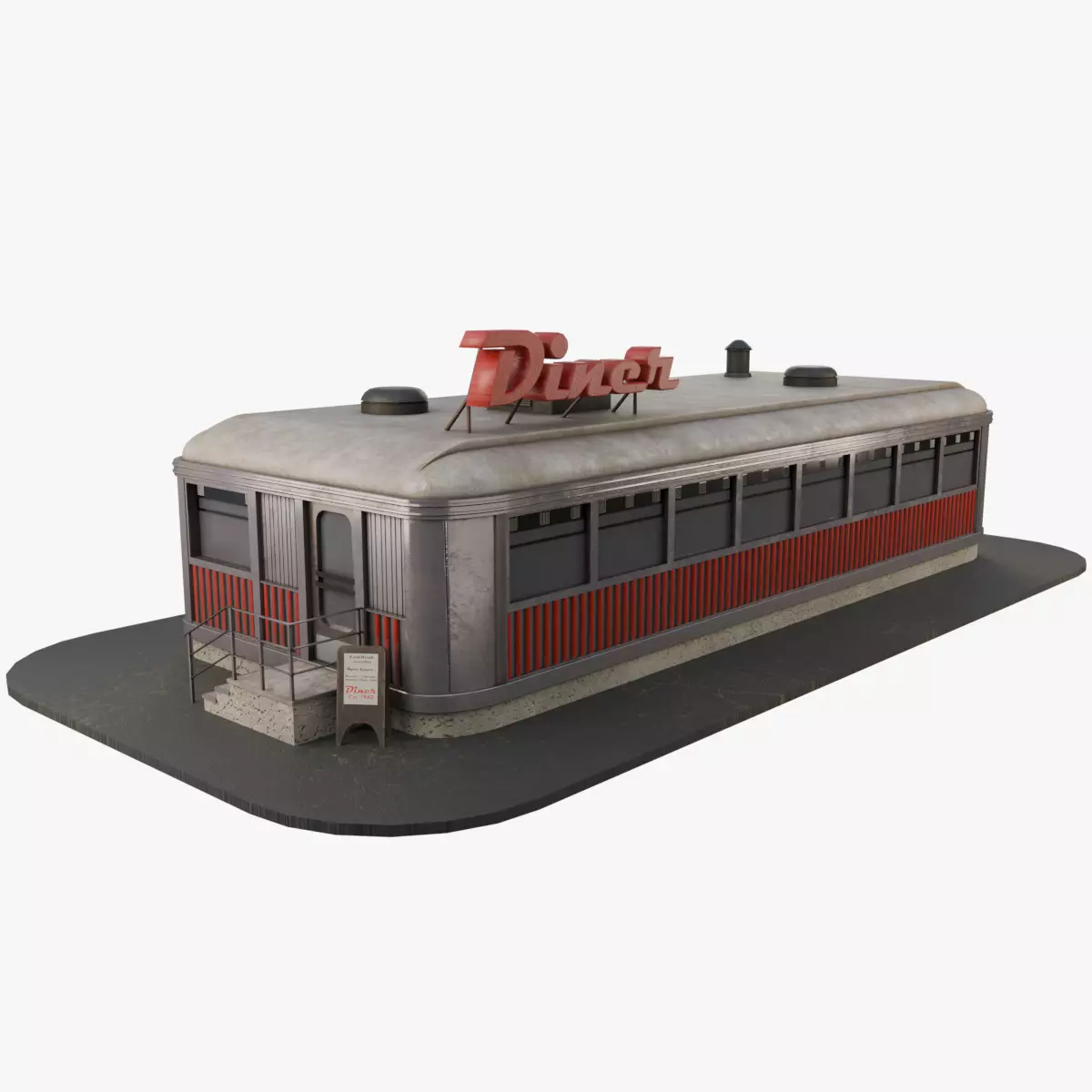 Diner Low-poly 3D model_0