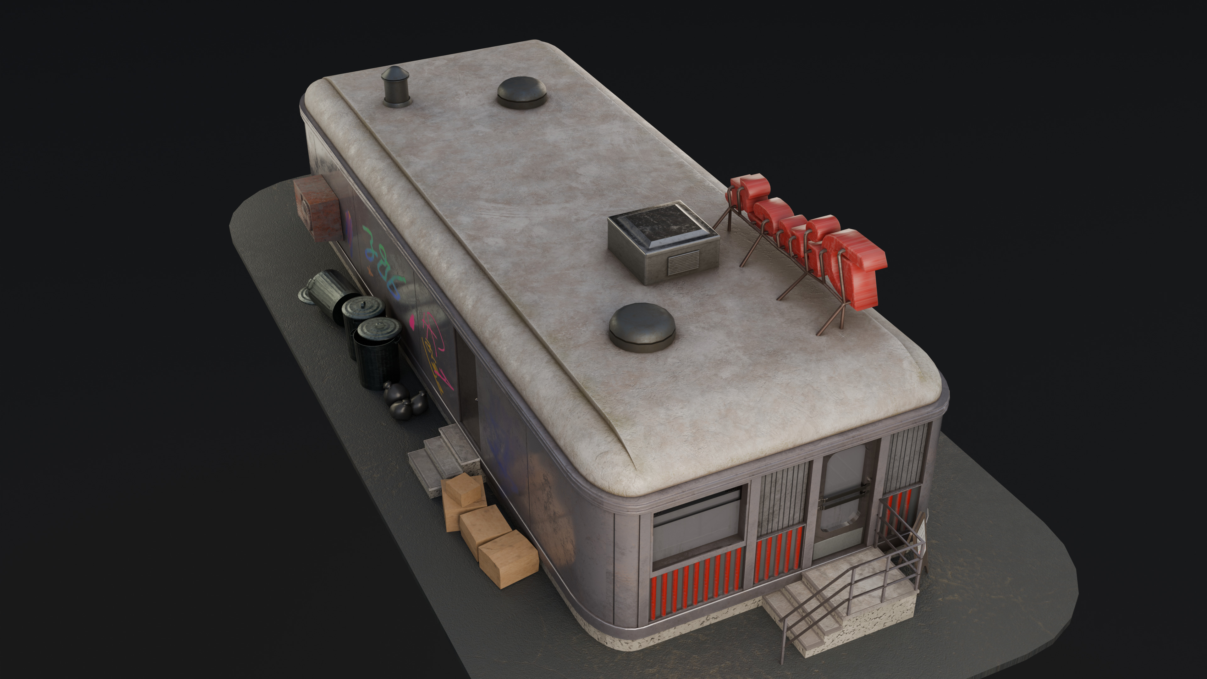 Diner Low-poly 3D model_6