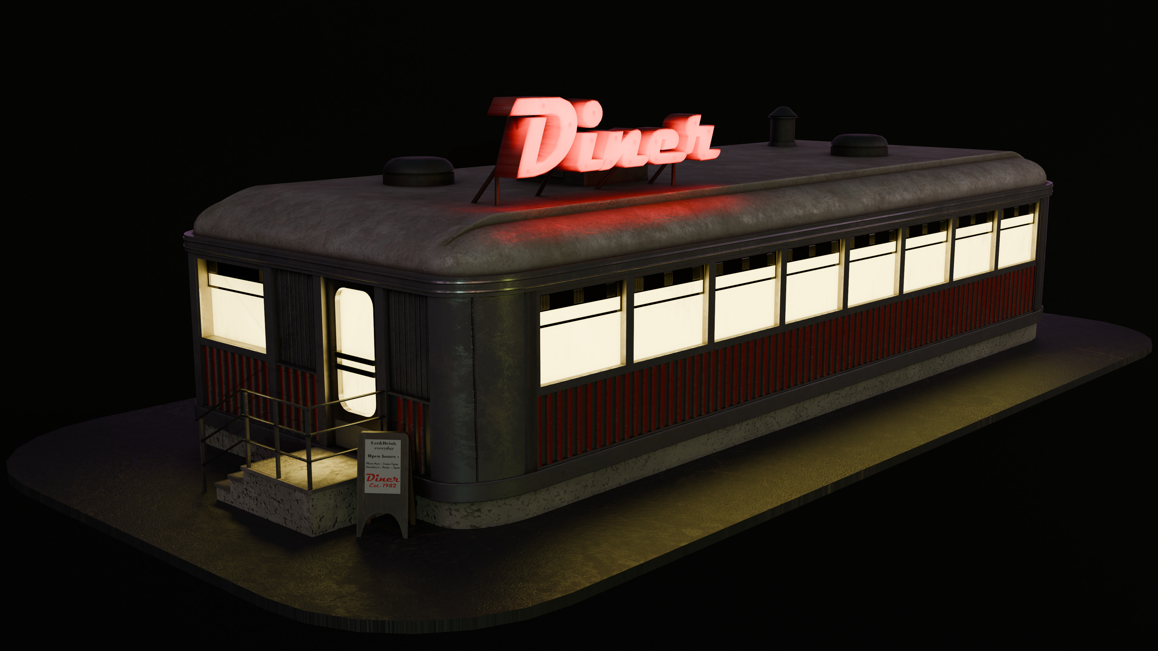 Diner Low-poly 3D model_8