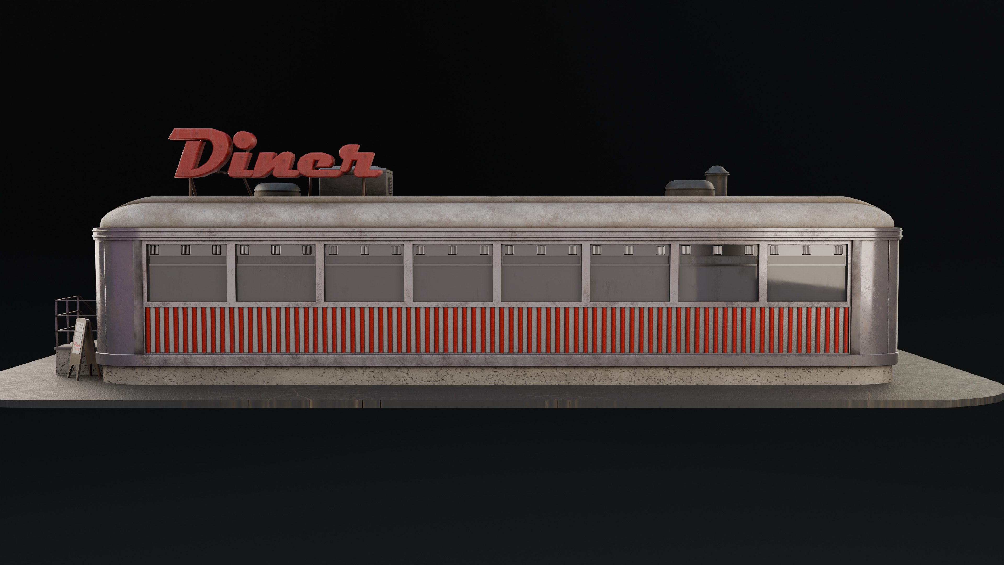 Diner Low-poly 3D model_4