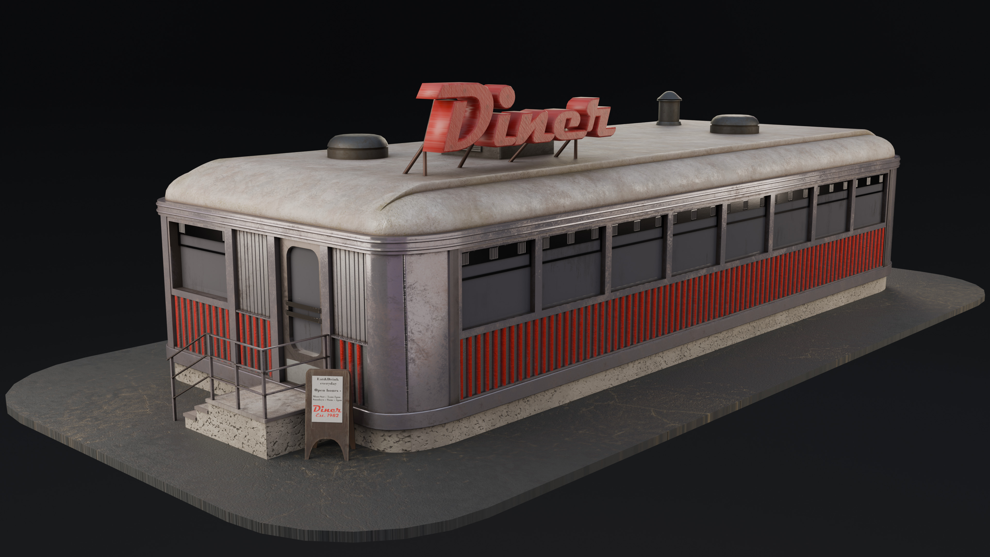 Diner Low-poly 3D model_3