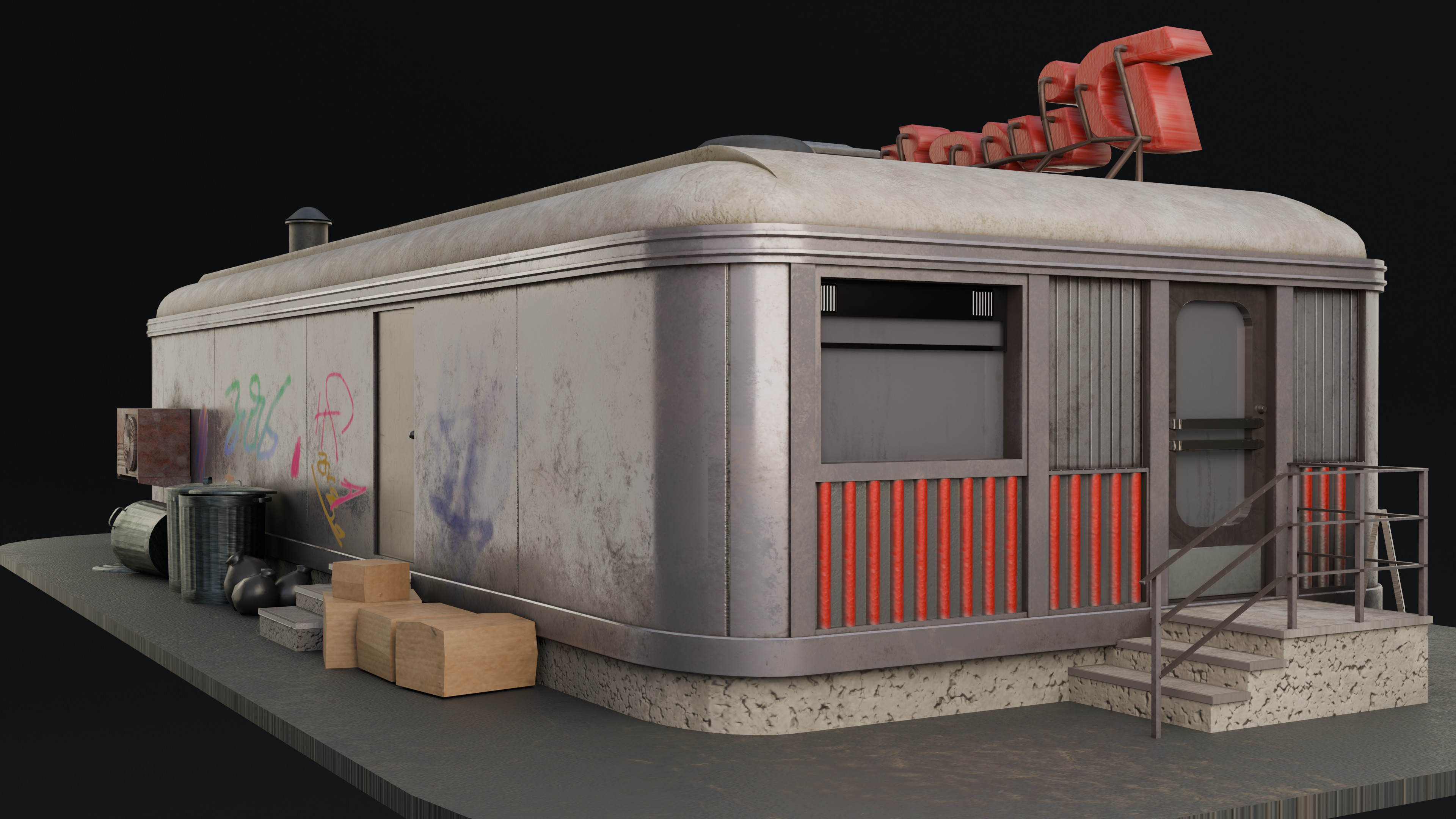 Diner Low-poly 3D model_5