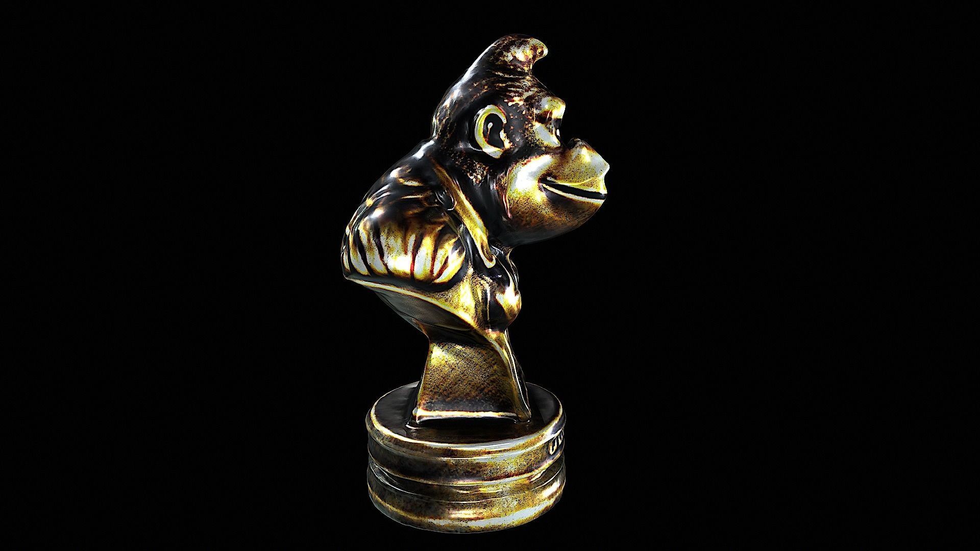 donkey kong bronze statue 3D model_2