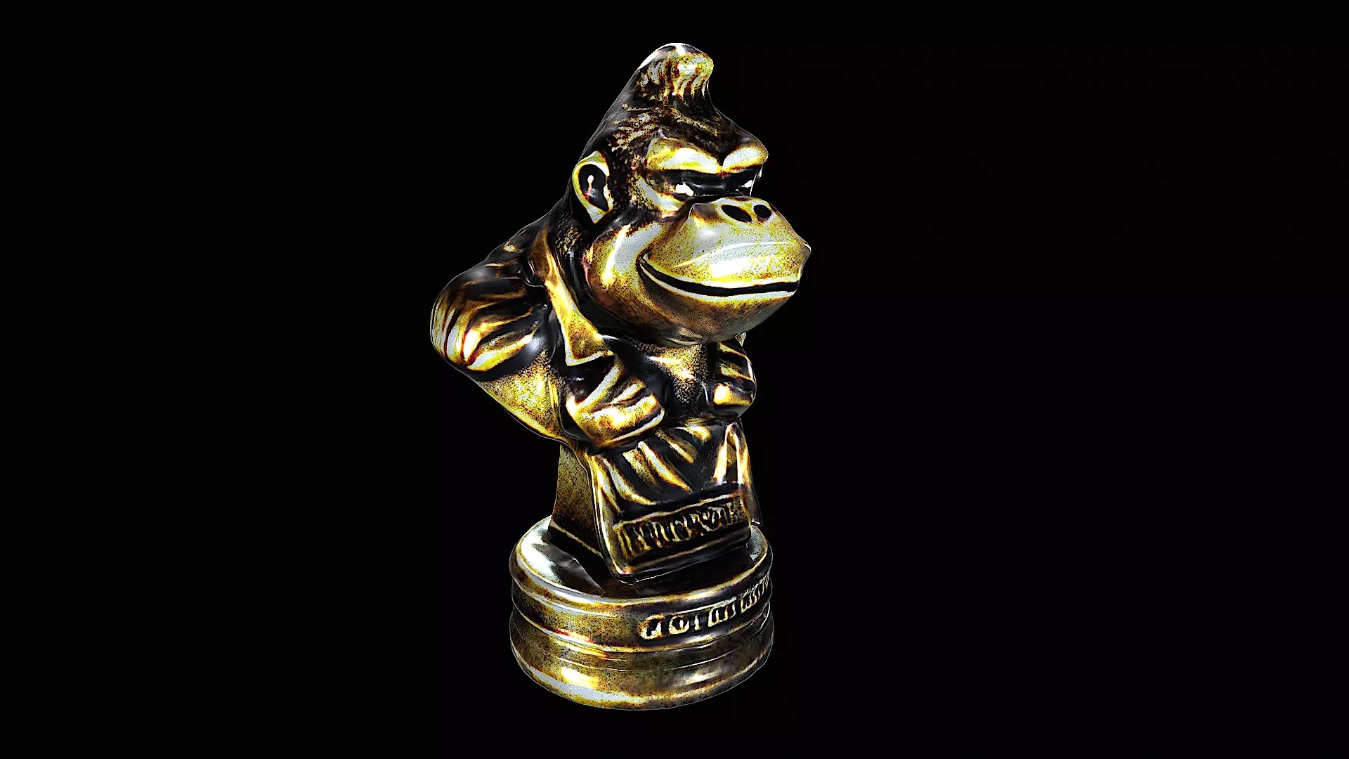 donkey kong bronze statue 3D model_0