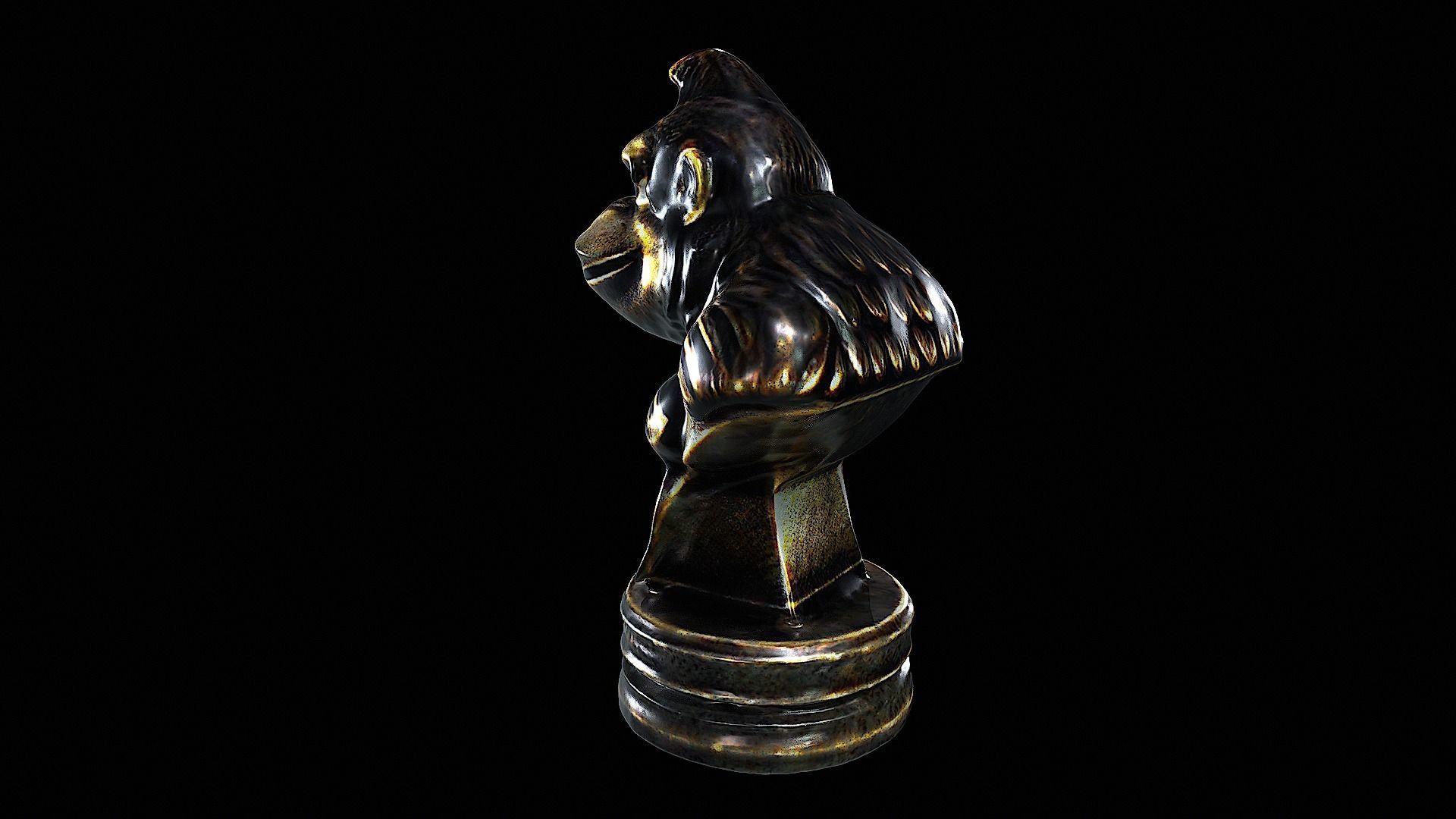 donkey kong bronze statue 3D model_5