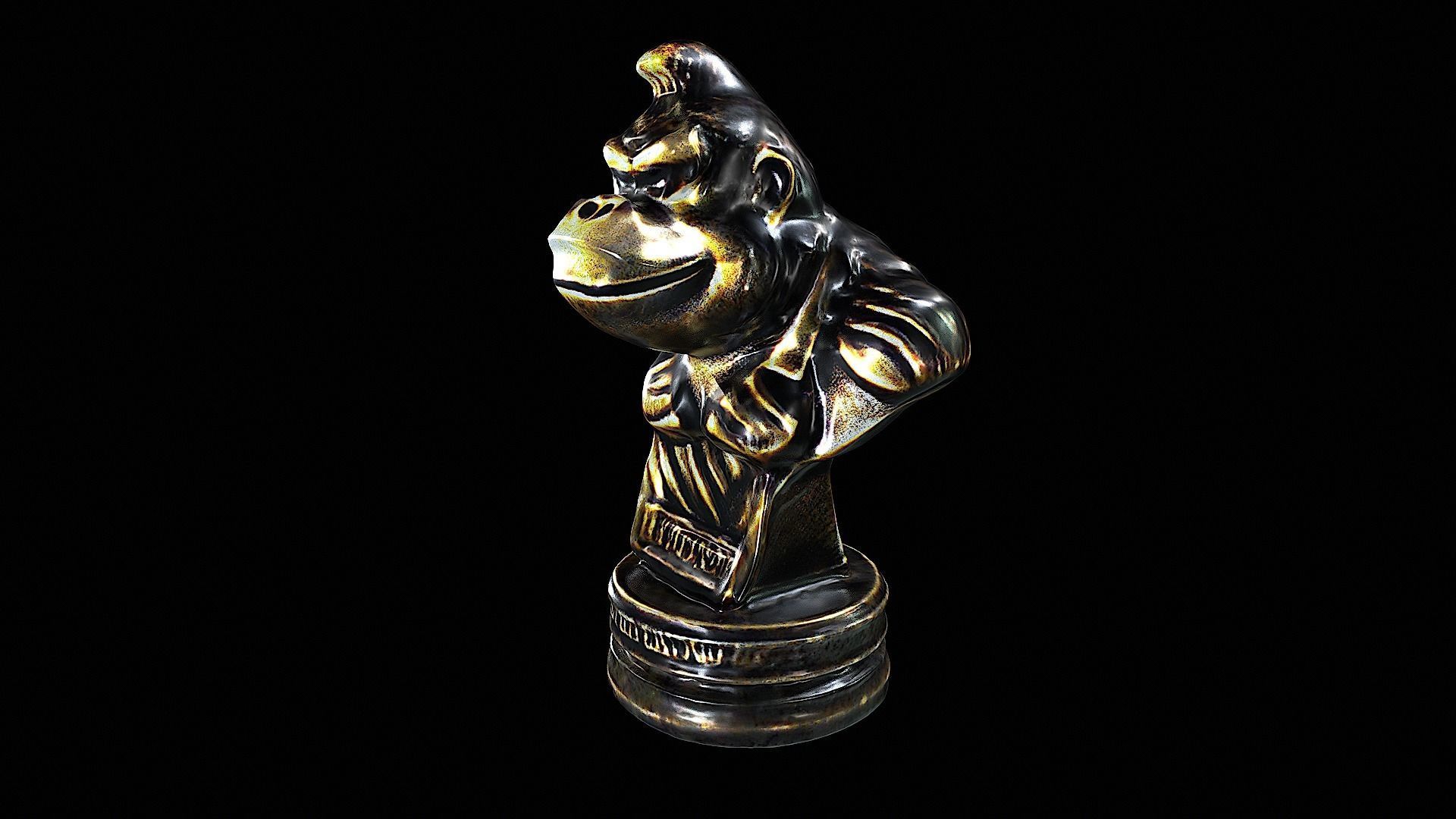 donkey kong bronze statue 3D model_6
