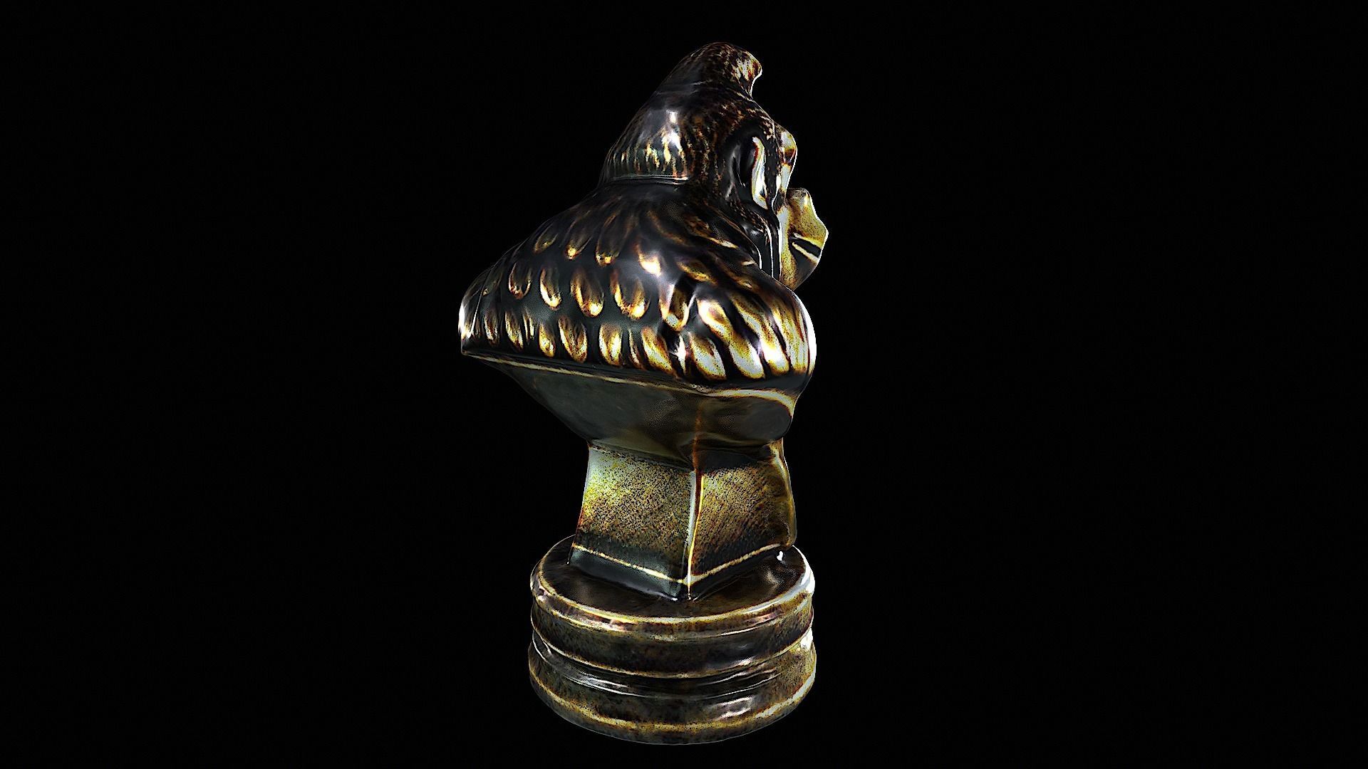 donkey kong bronze statue 3D model_3