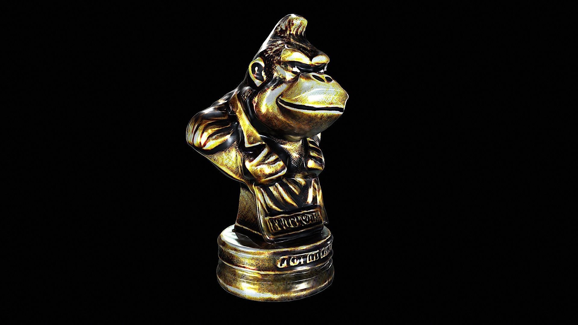 donkey kong bronze statue 3D model_8