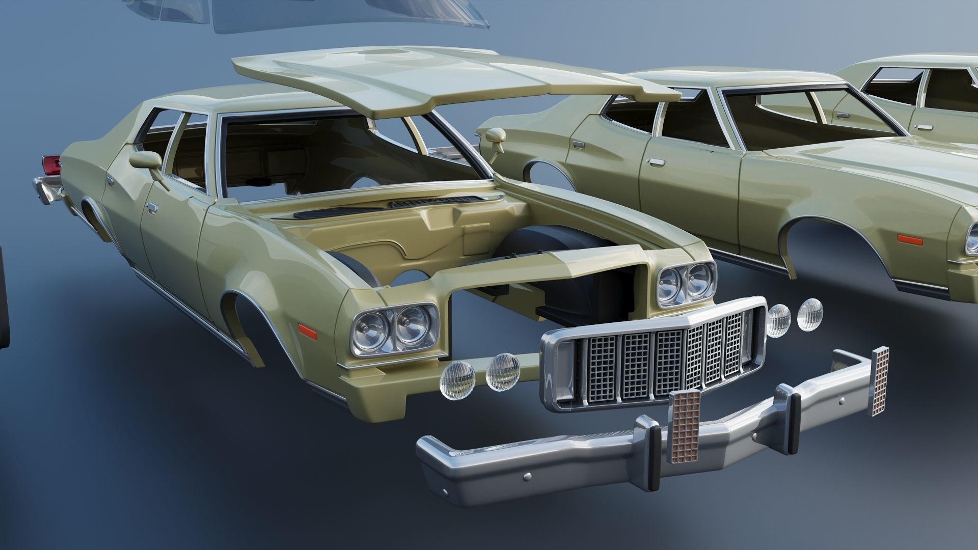 Gran Torino 4-Door Sedan 1974 3D print model_21