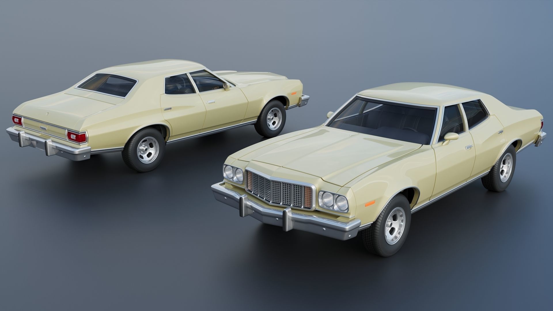 Gran Torino 4-Door Sedan 1974 3D print model_1