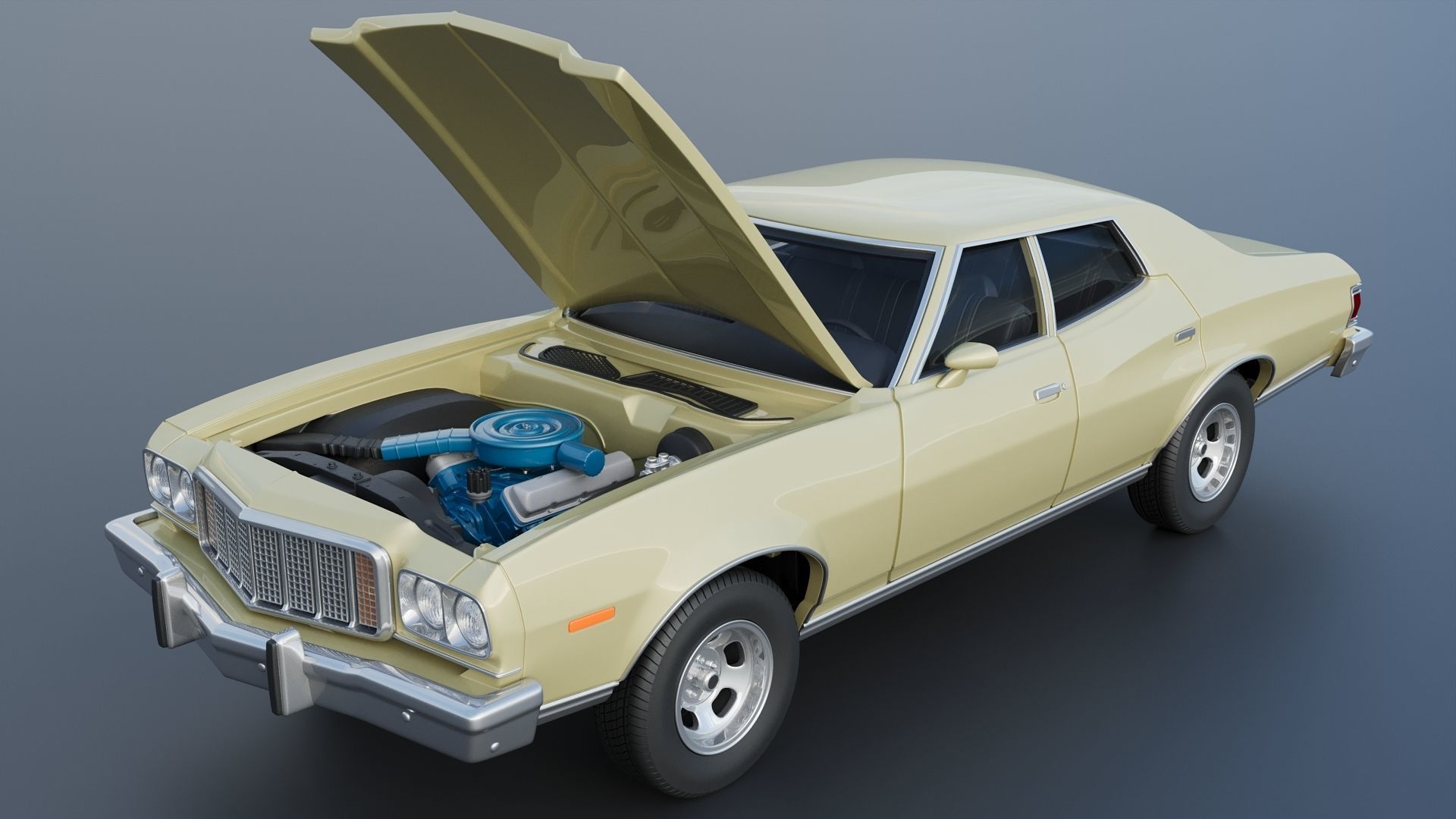 Gran Torino 4-Door Sedan 1974 3D print model_12