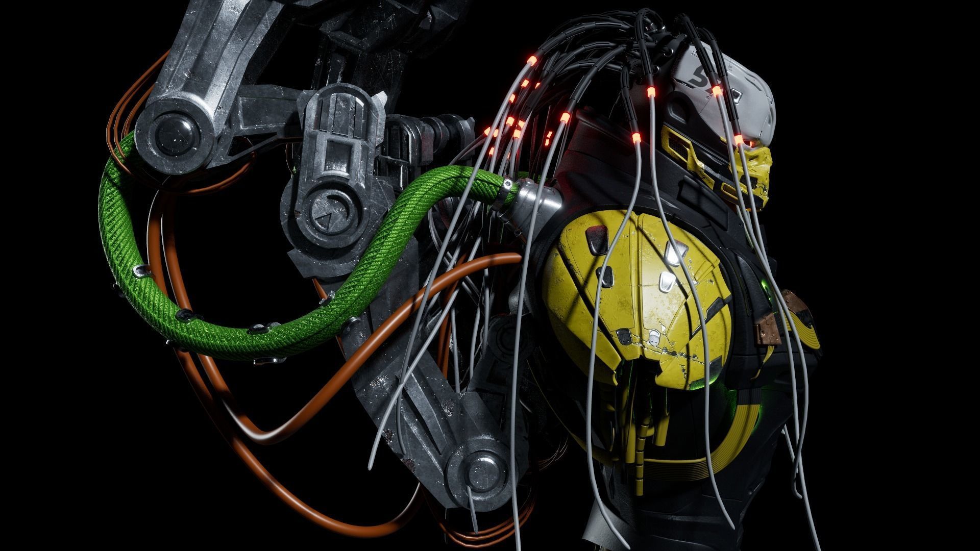 Cyborg Robot Low-poly 3D model_3