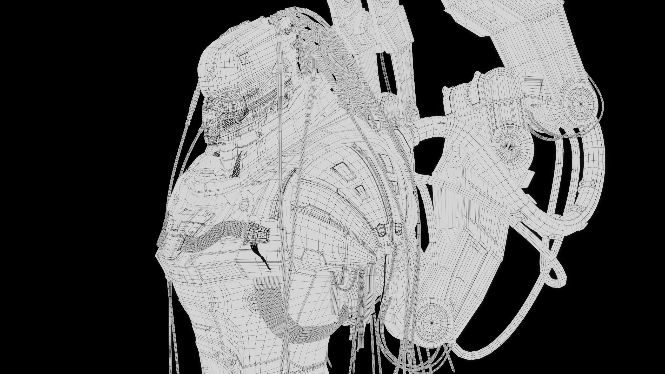 Cyborg Robot Low-poly 3D model_14