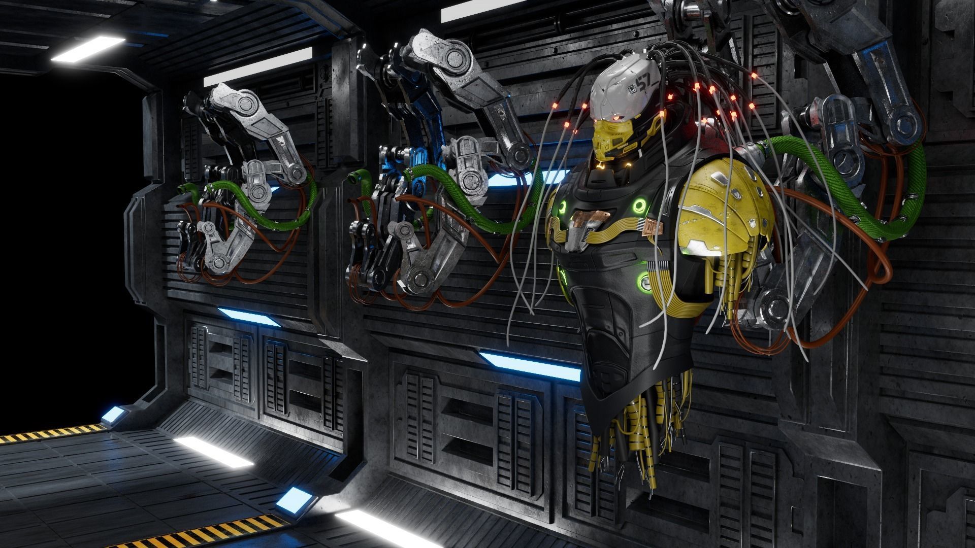 Cyborg Robot Low-poly 3D model_10