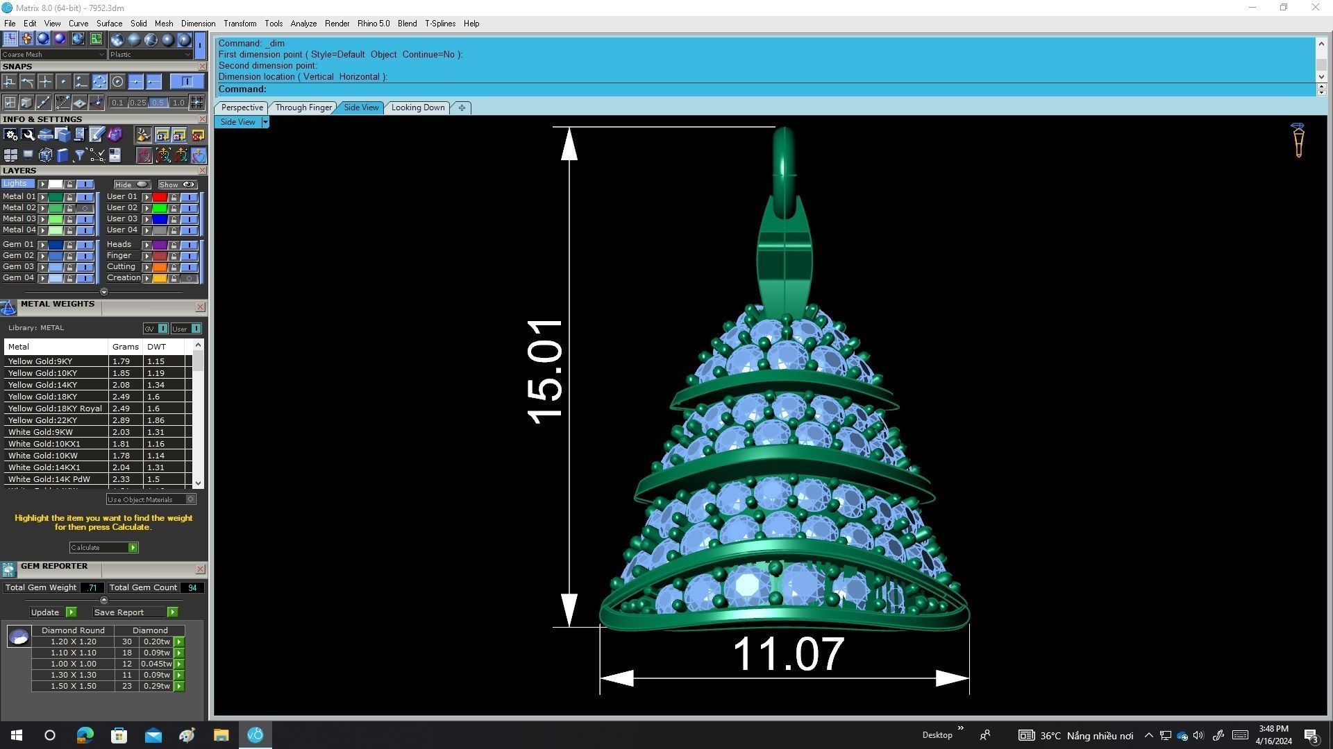 A7952 Diamond Noel Tree Pendant 3D Model 3D print model_7