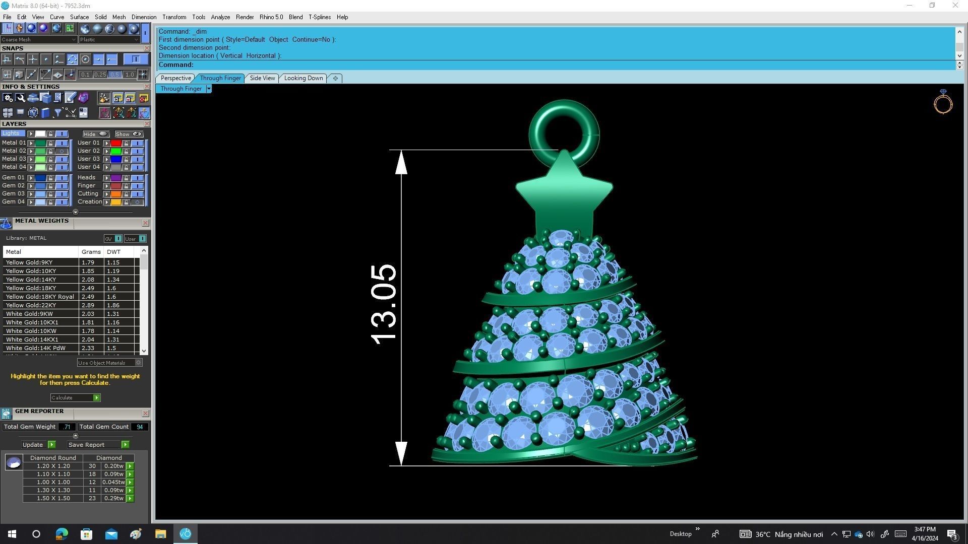 A7952 Diamond Noel Tree Pendant 3D Model 3D print model_6
