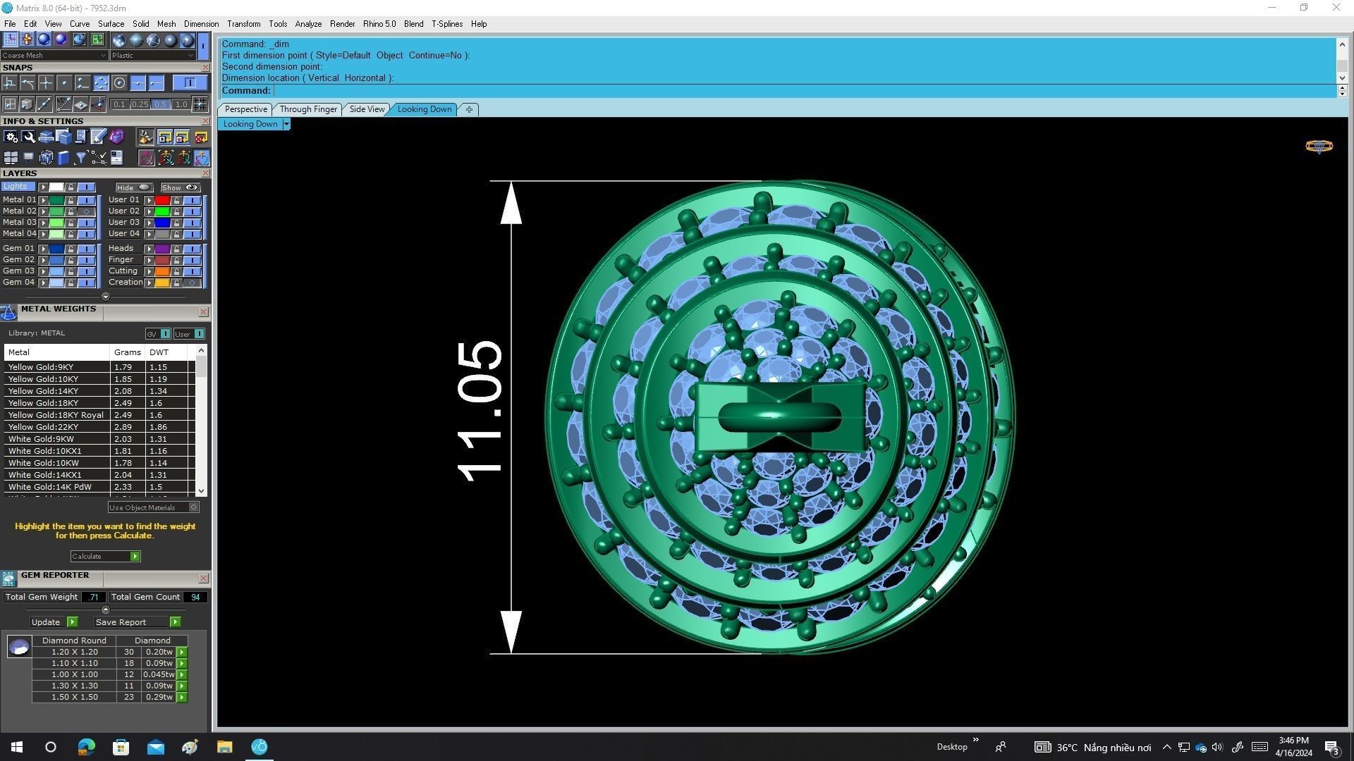 A7952 Diamond Noel Tree Pendant 3D Model 3D print model_5