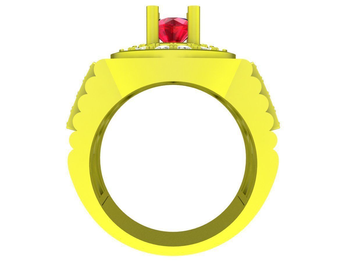 7895 luxury fashion H letter diamond men ring 3D print model_3