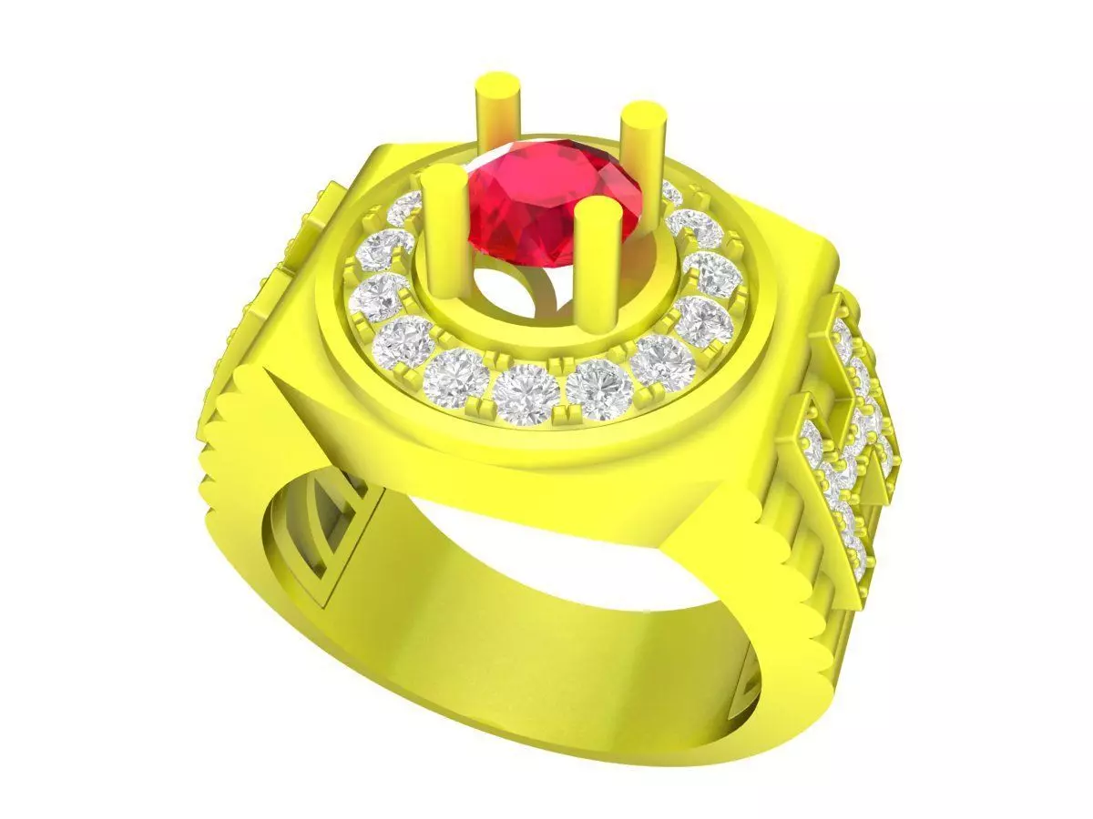 7895 luxury fashion H letter diamond men ring 3D print model_0