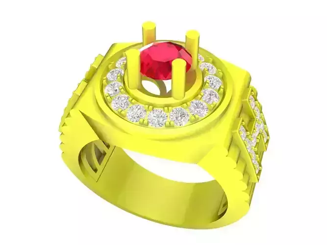 7895 luxury fashion H letter diamond men ring 3D print model