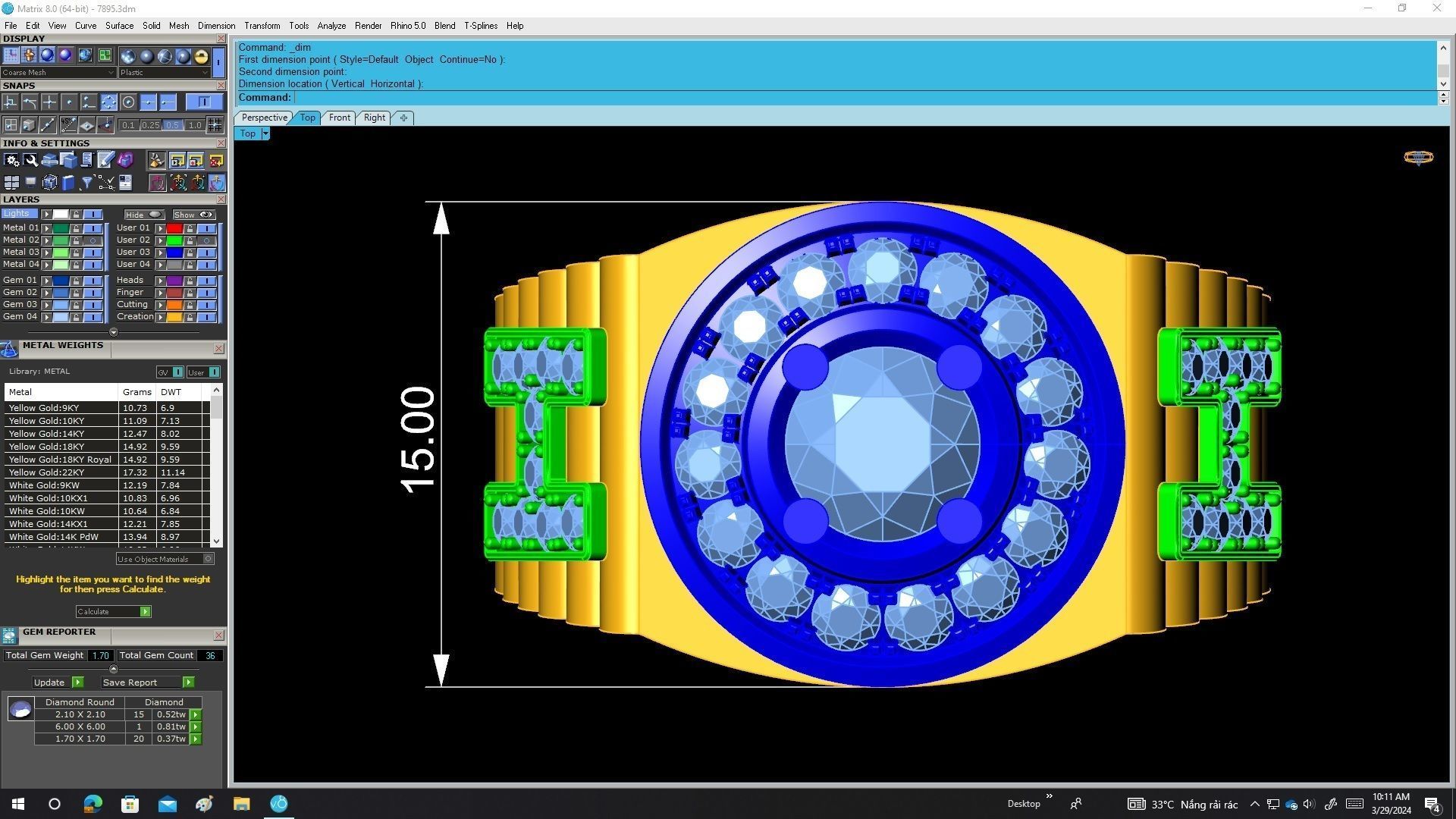 7895 luxury fashion H letter diamond men ring 3D print model_5